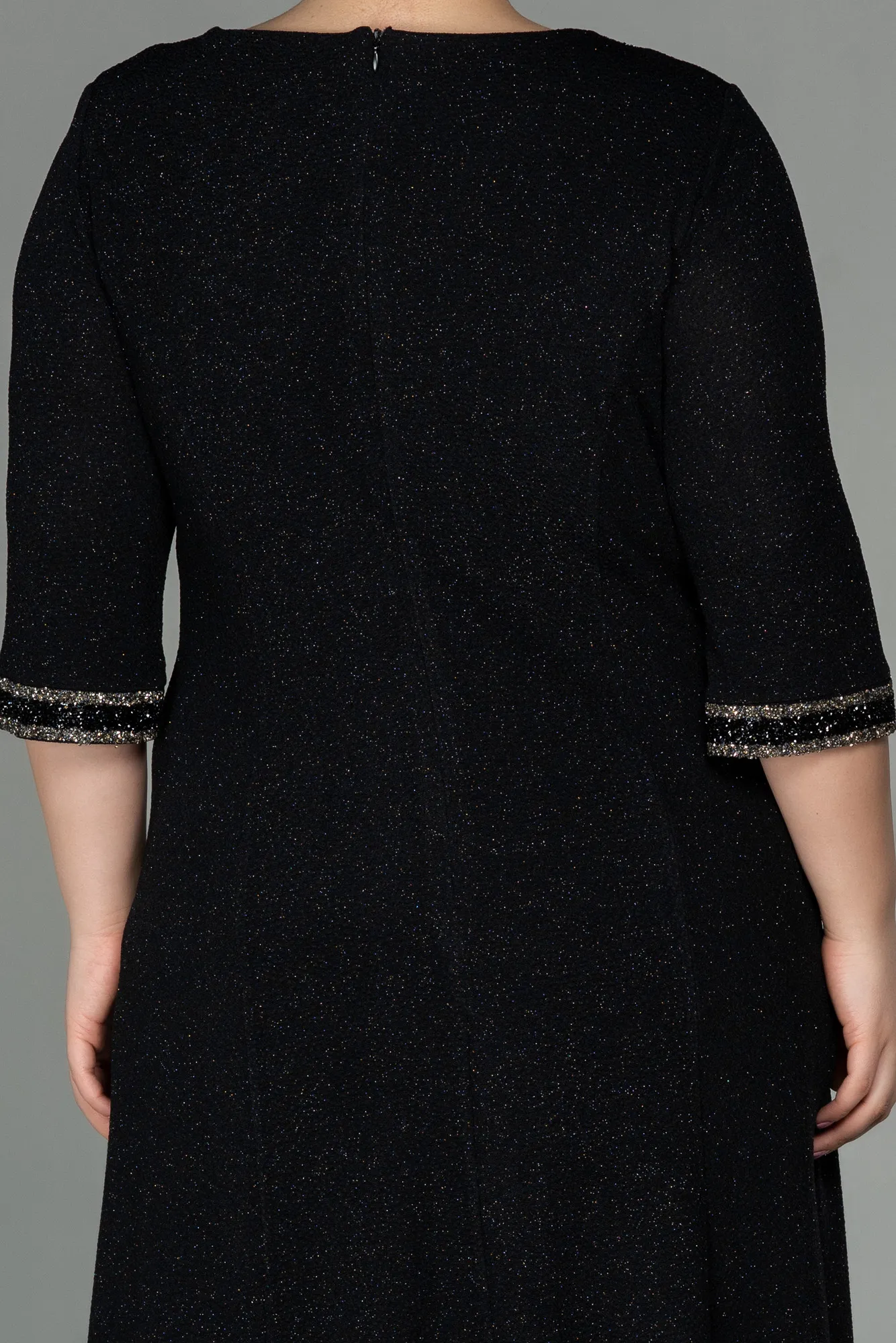 Black-Midi Plus Size Evening Dress ABK1595