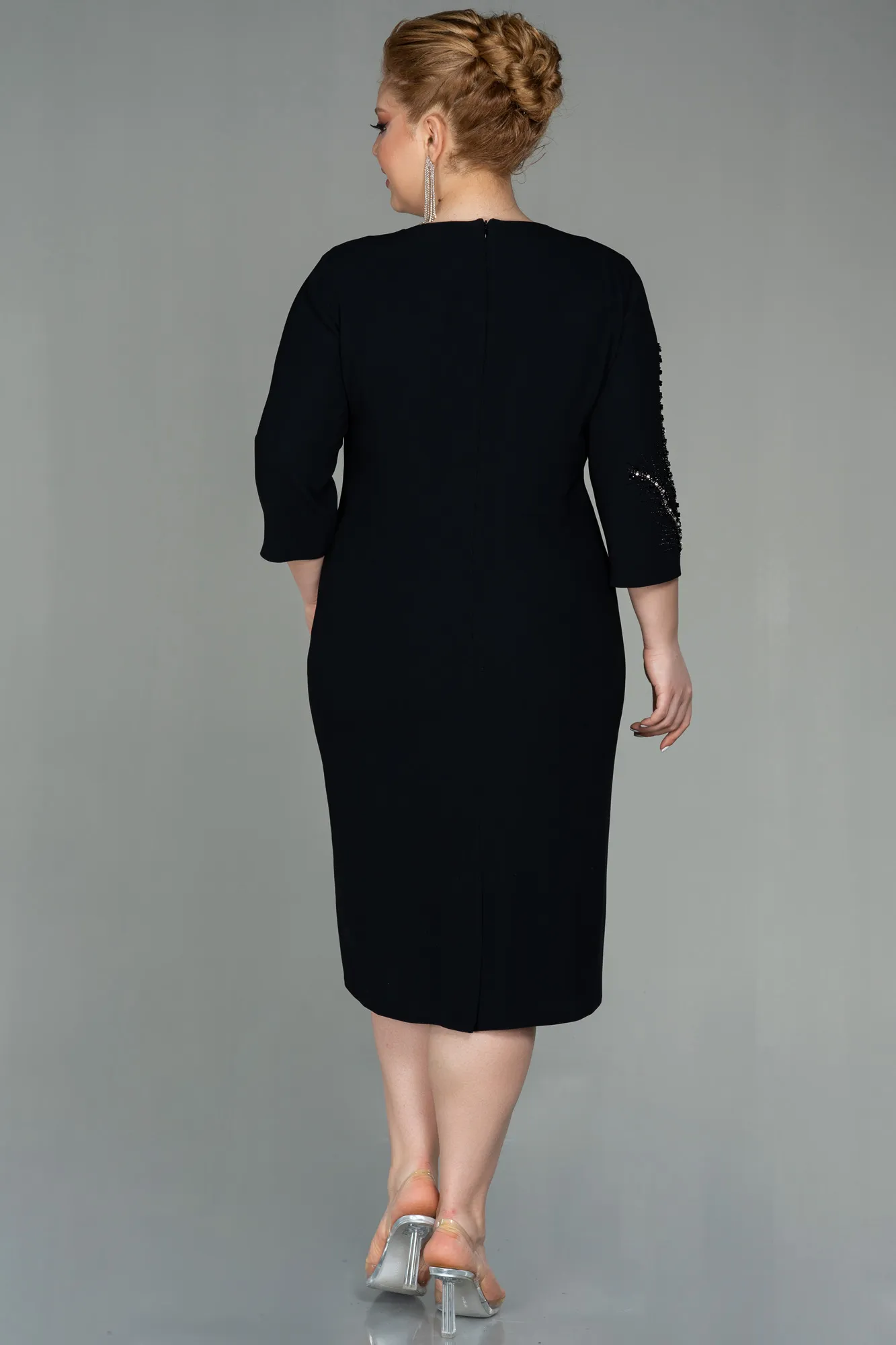 Black-Midi Plus Size Evening Dress ABK1621