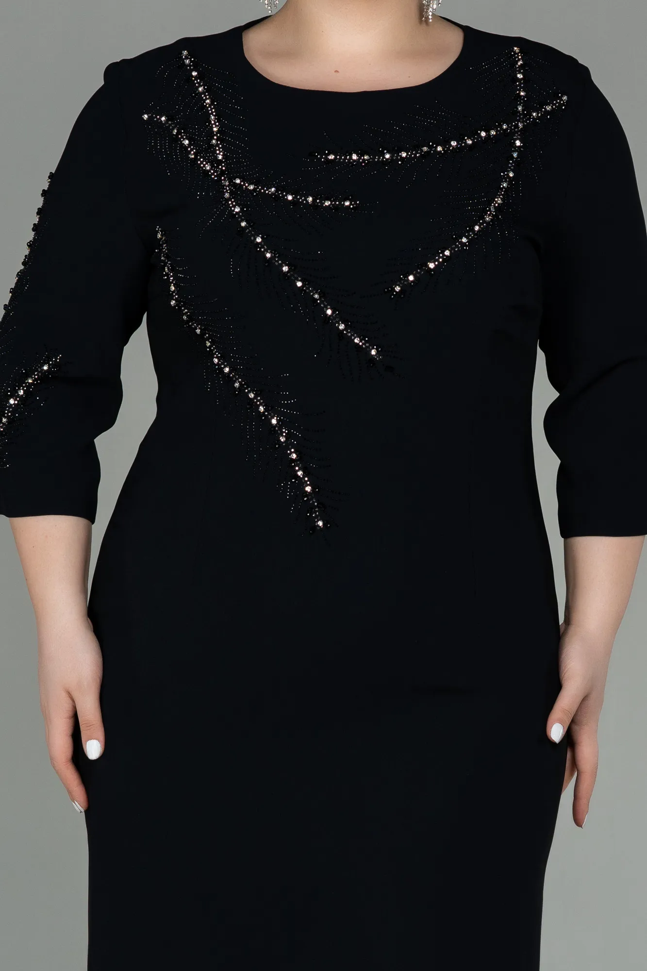 Black-Midi Plus Size Evening Dress ABK1621