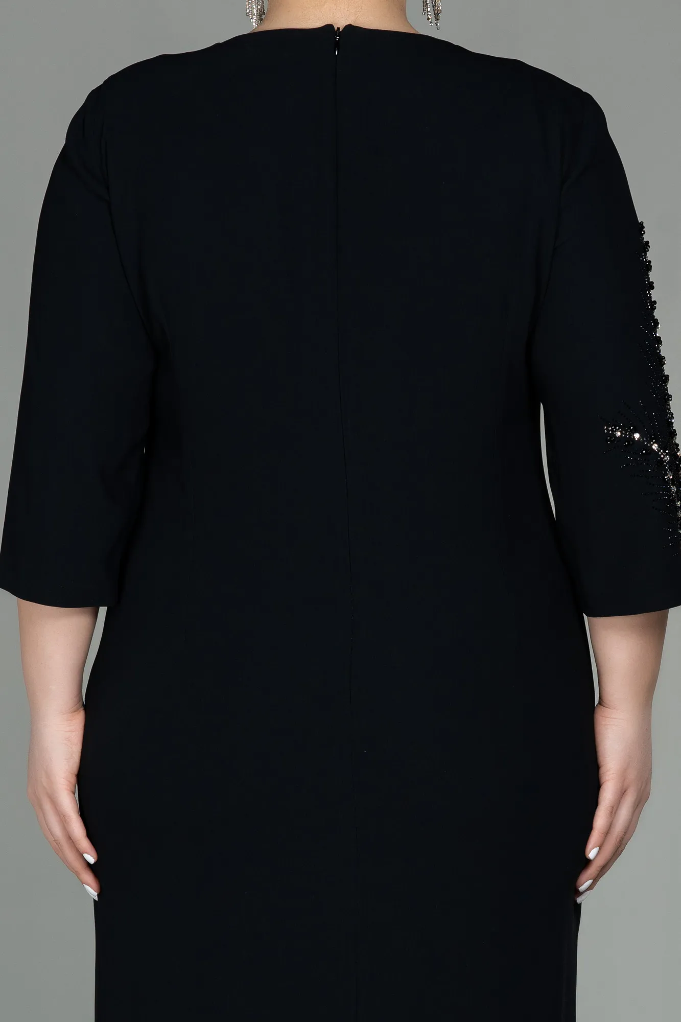 Black-Midi Plus Size Evening Dress ABK1621