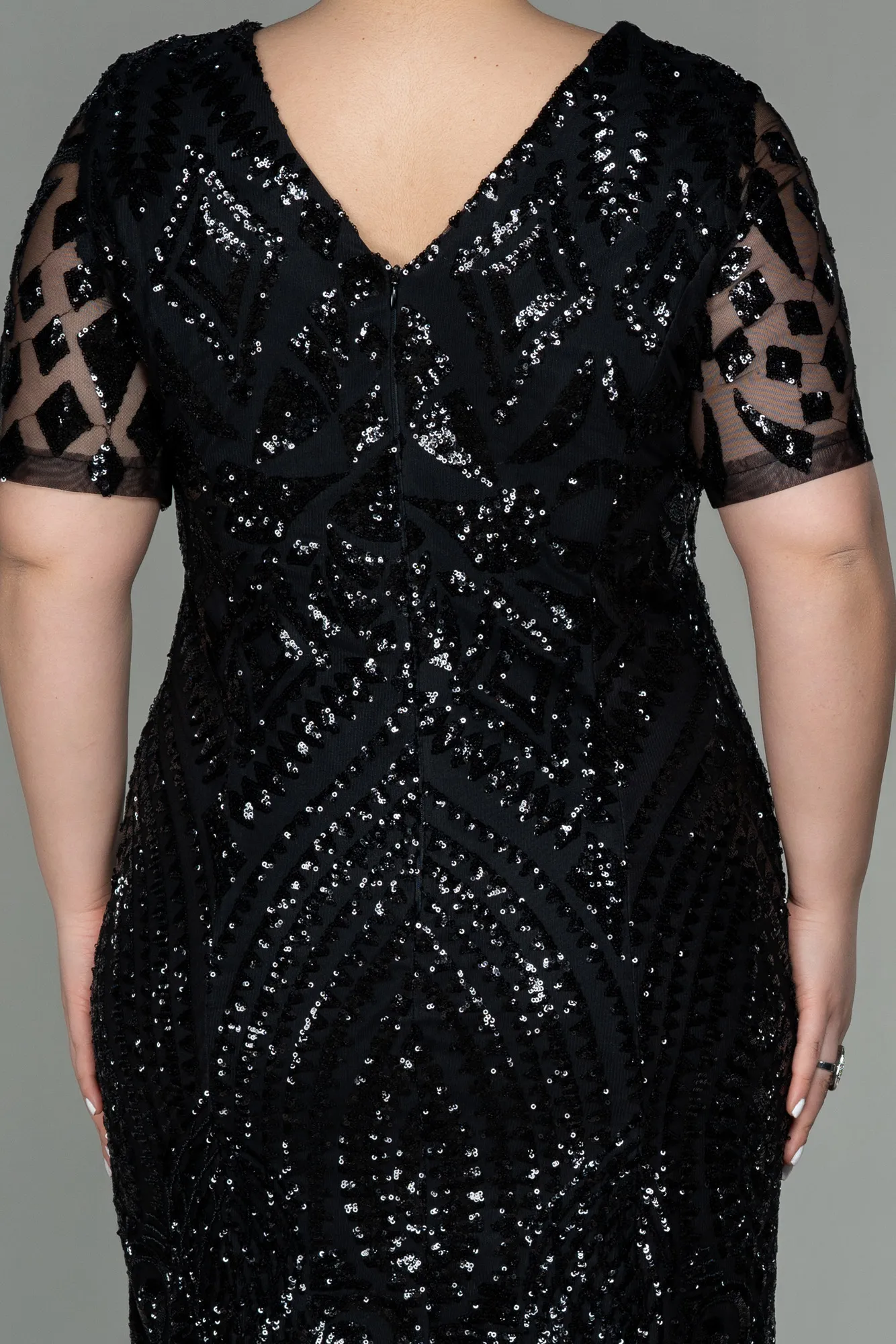 Black-Midi Plus Size Evening Dress ABK1624
