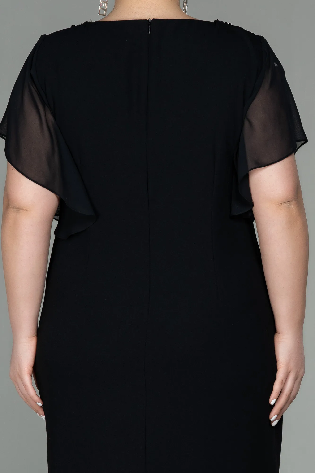 Black-Midi Plus Size Evening Dress ABK1626