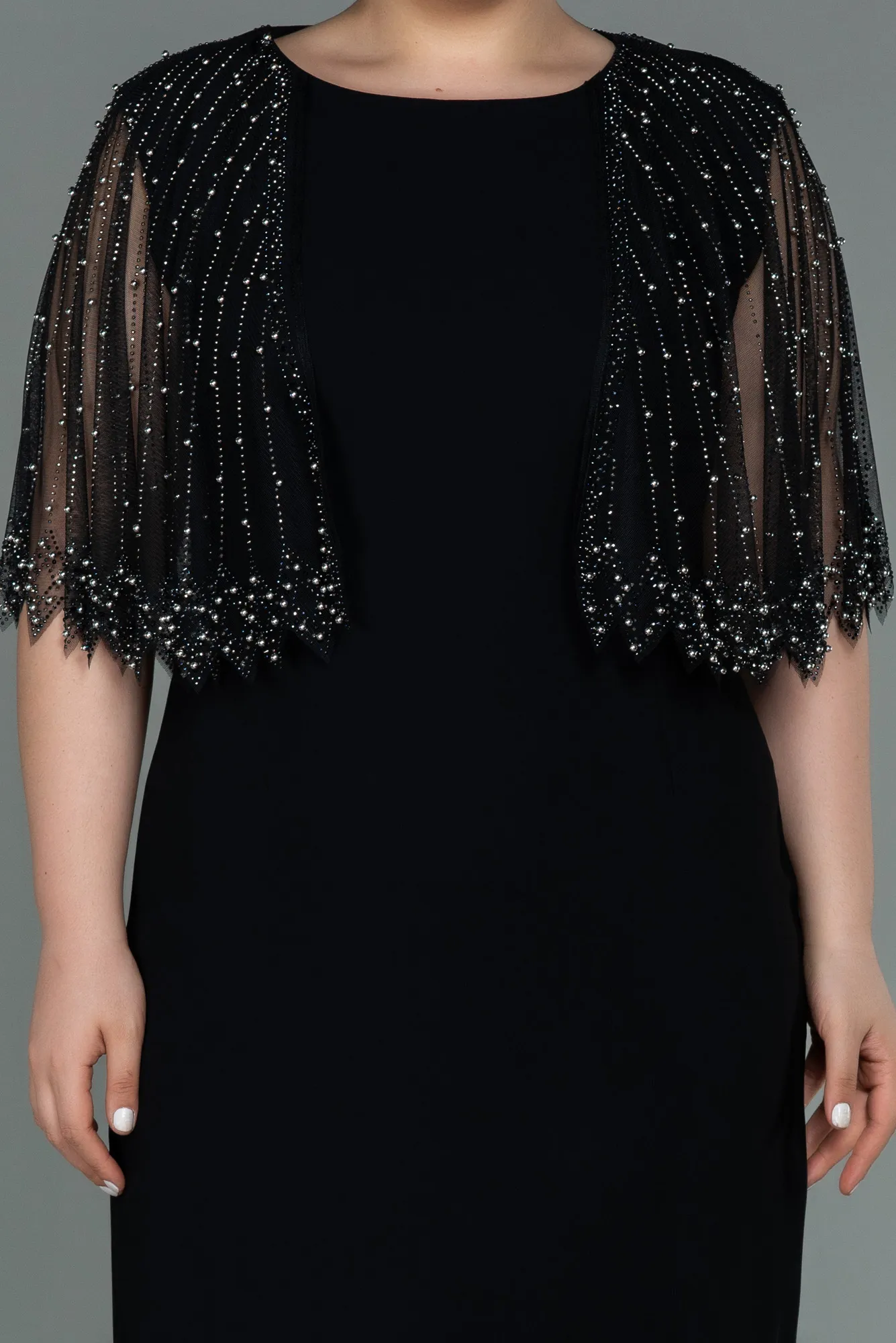 Black-Midi Plus Size Evening Dress ABK1662