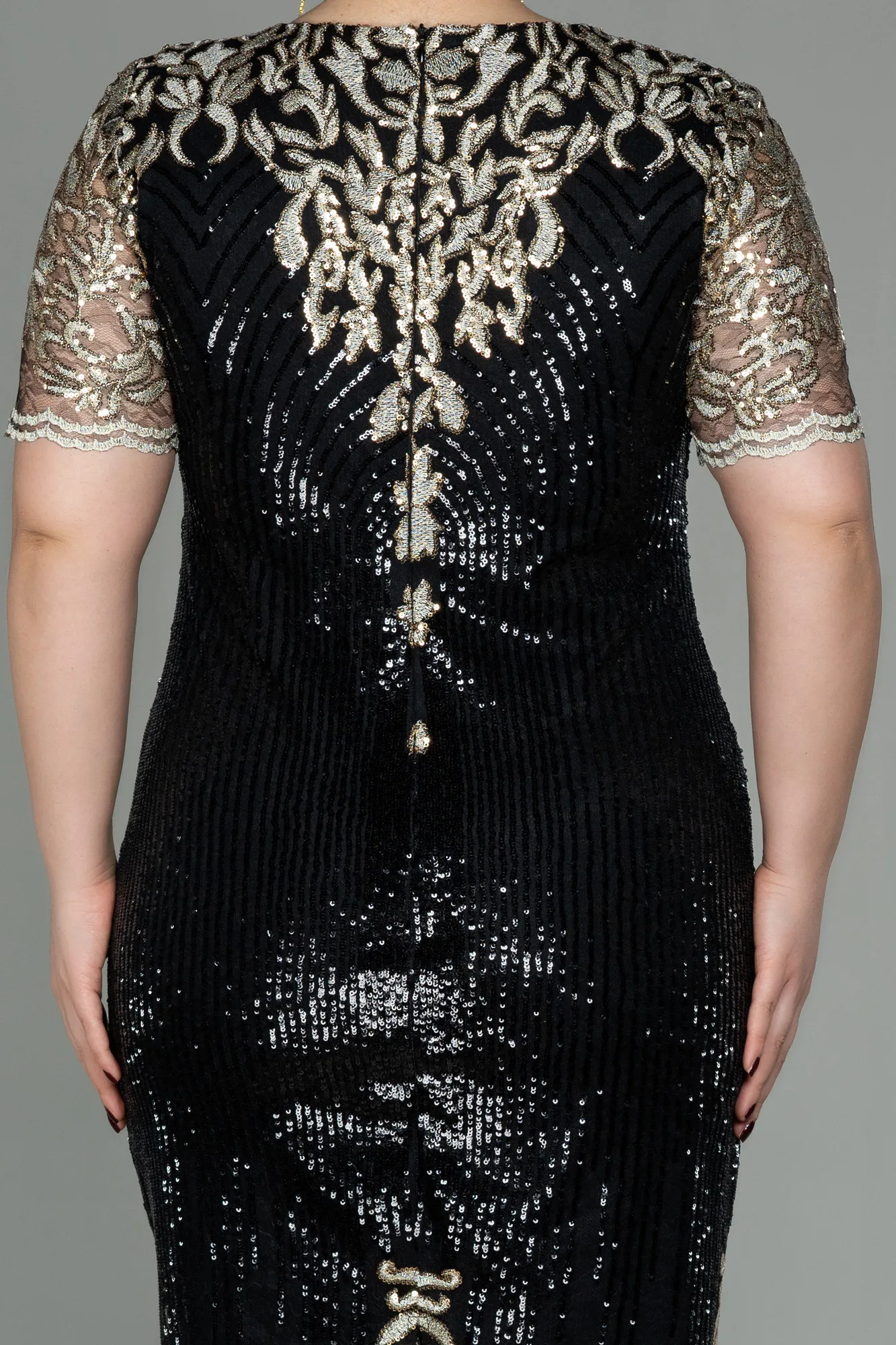 Black-Midi Plus Size Evening Dress ABK1682