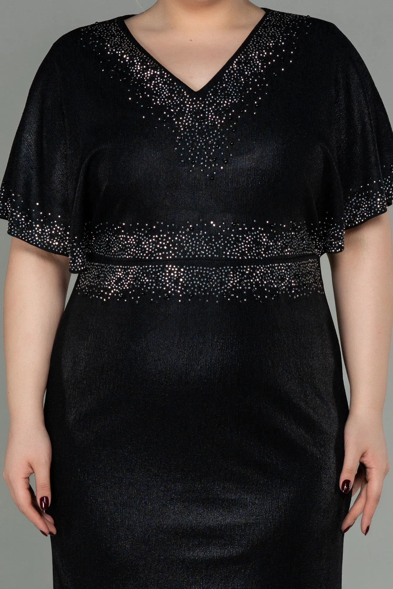Black-Midi Plus Size Evening Dress ABK1683