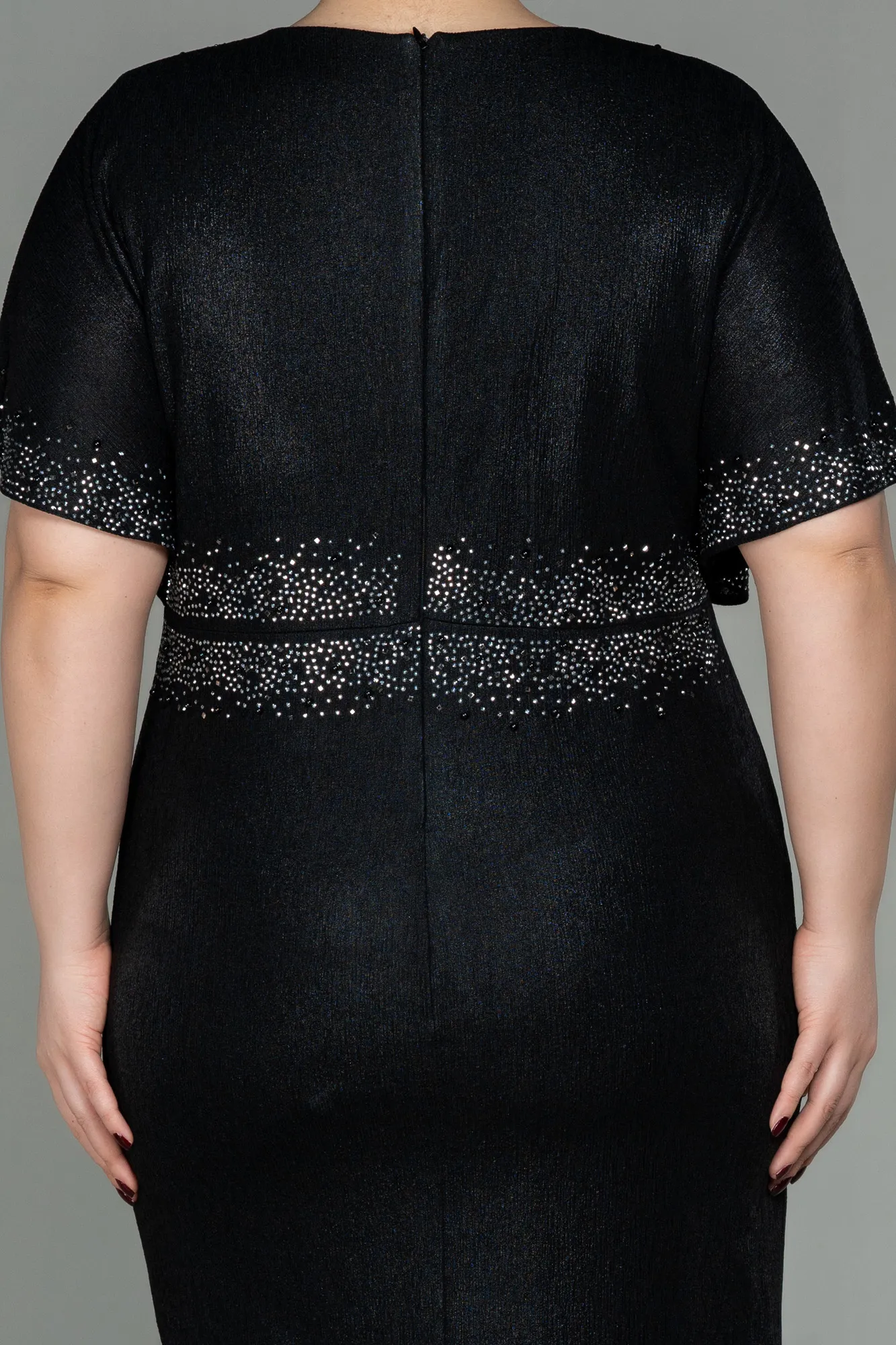 Black-Midi Plus Size Evening Dress ABK1683