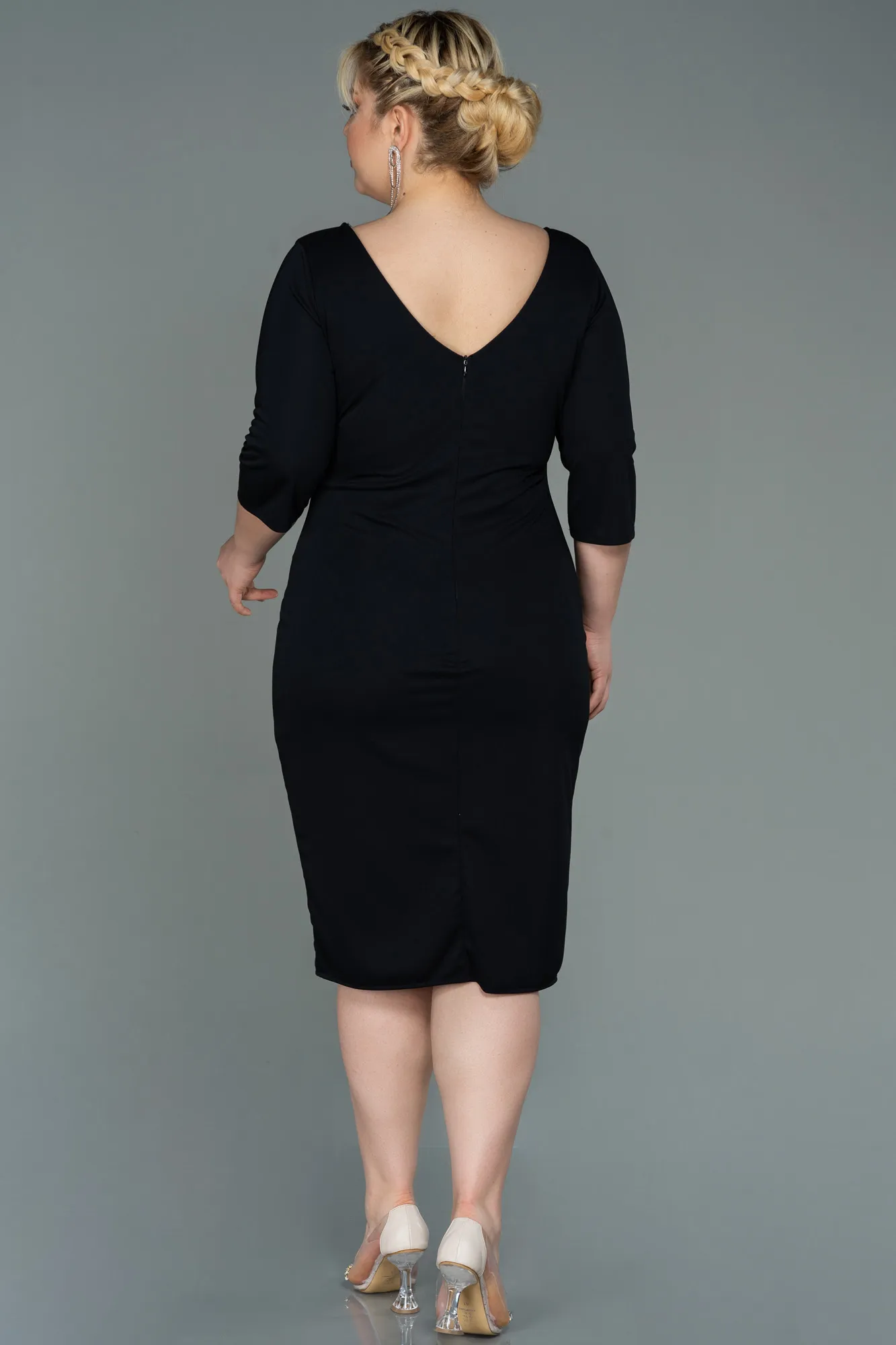 Black-Midi Plus Size Evening Dress ABK1725