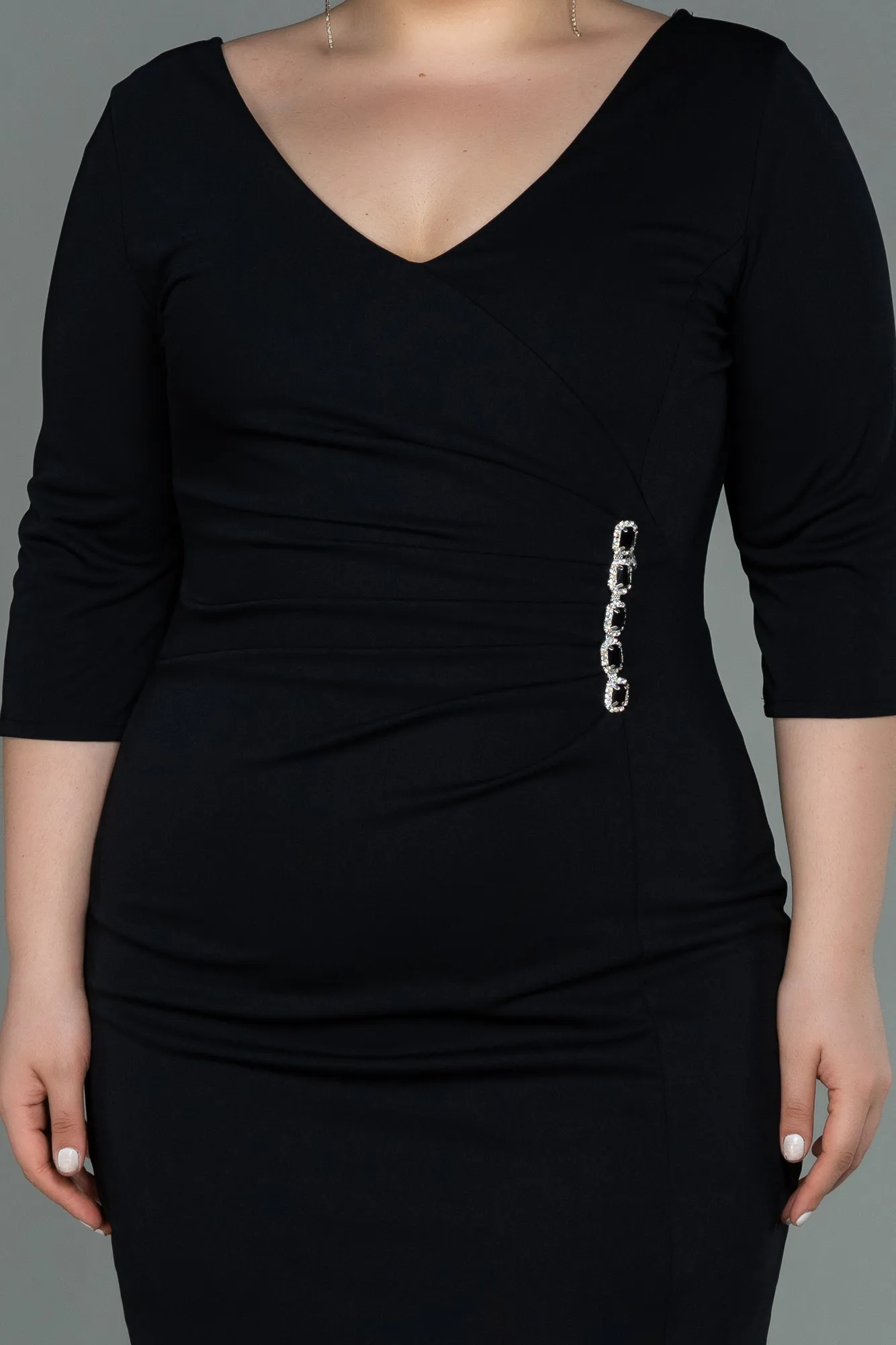 Black-Midi Plus Size Evening Dress ABK1725