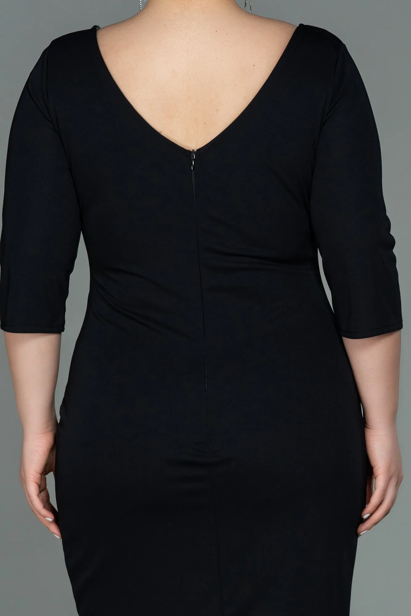 Black-Midi Plus Size Evening Dress ABK1725