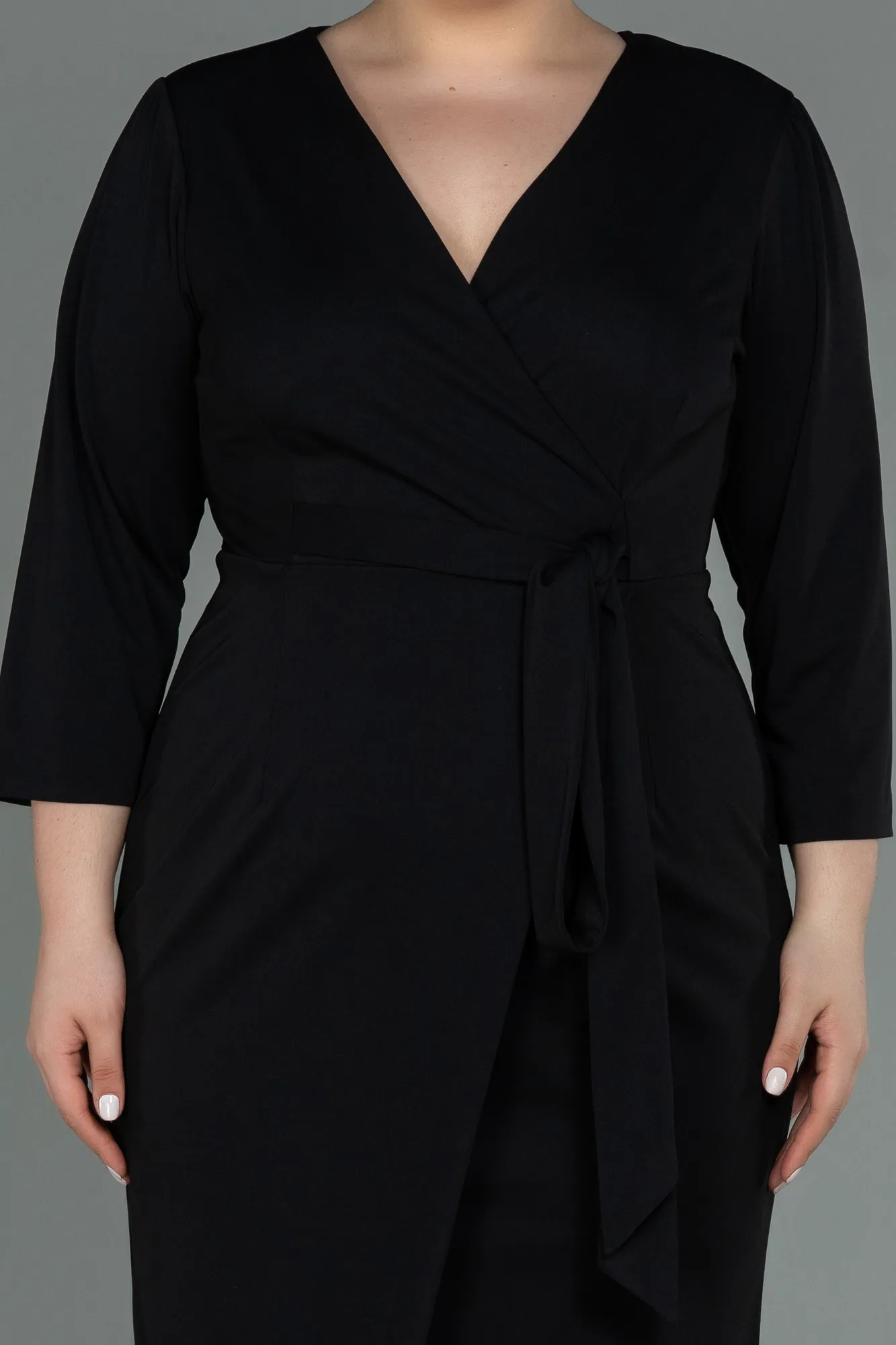 Black-Midi Plus Size Evening Dress ABK1744