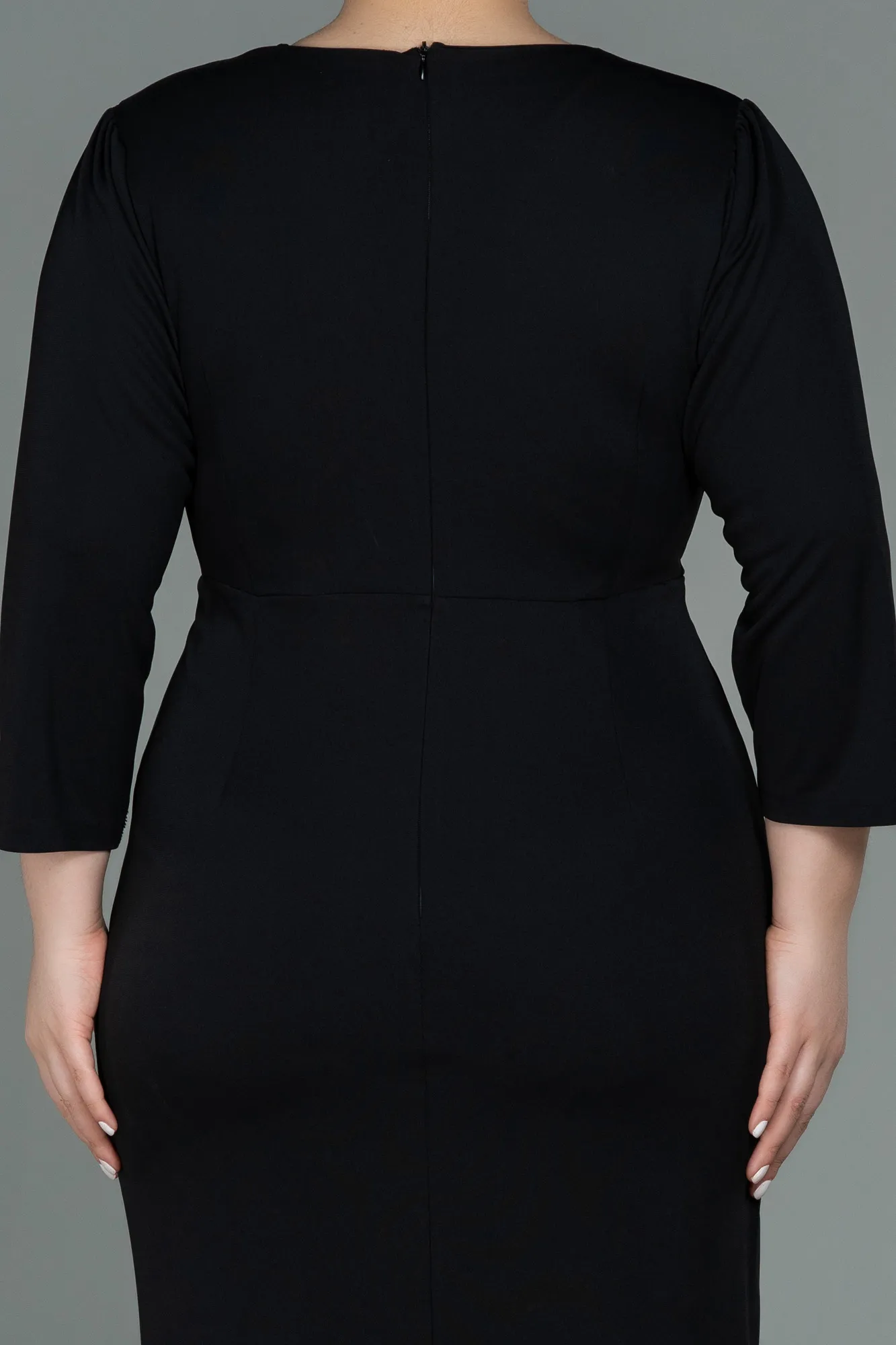 Black-Midi Plus Size Evening Dress ABK1744