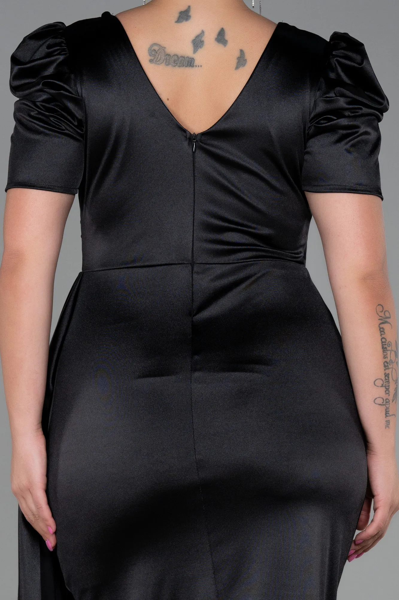 Black-Midi Plus Size Evening Dress ABK1812