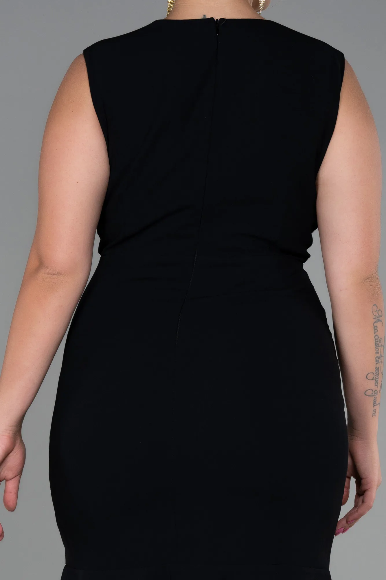 Black-Midi Plus Size Evening Dress ABK1813