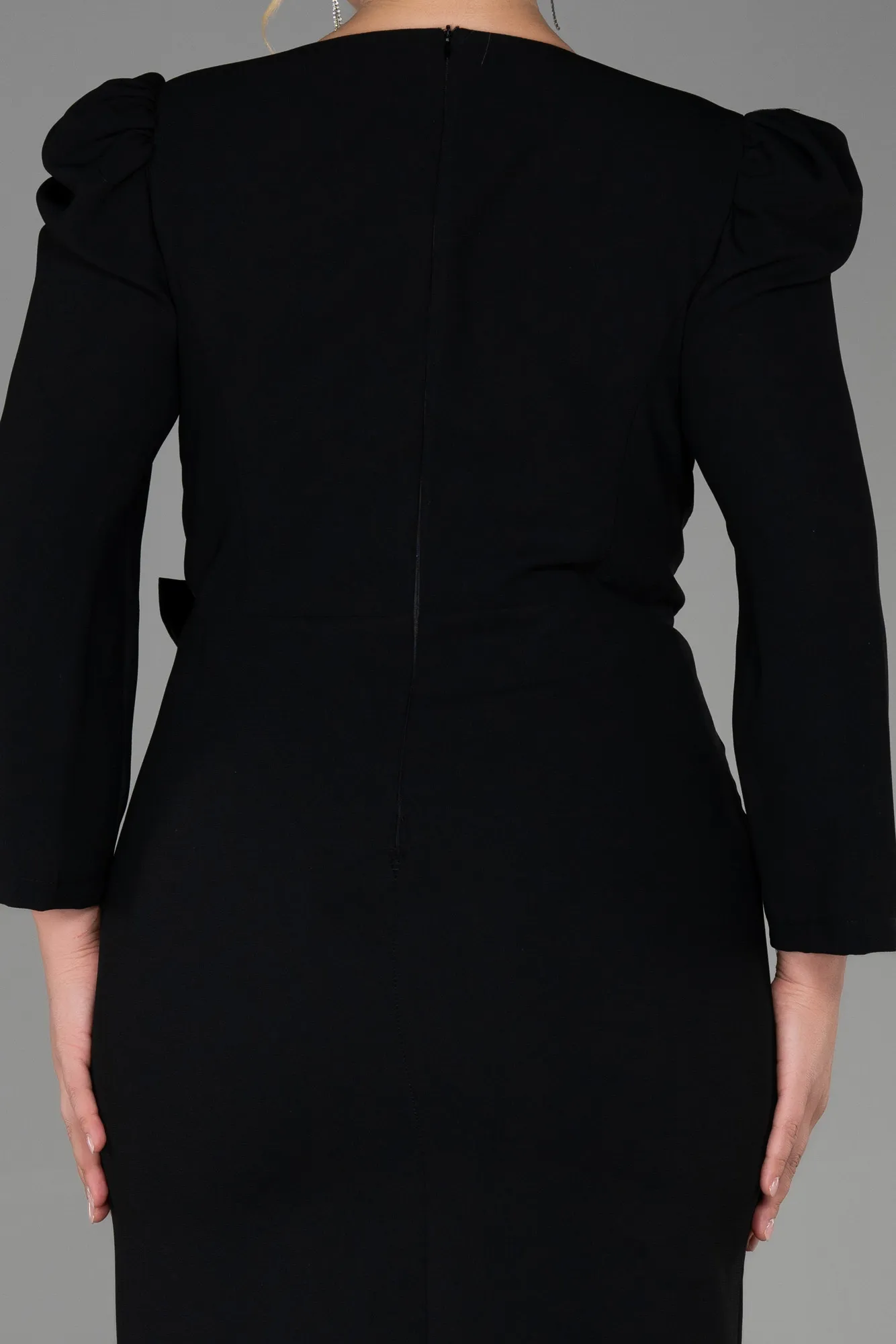 Black-Midi Plus Size Evening Dress ABK1822