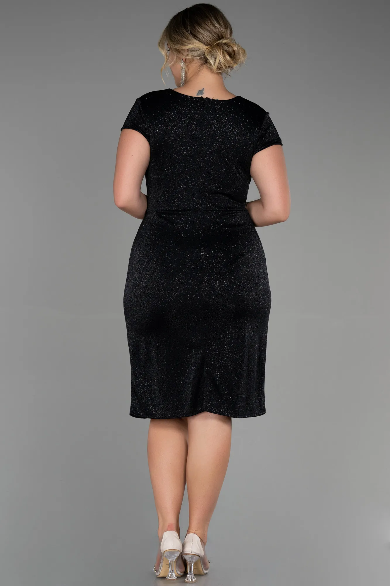 Black-Midi Plus Size Evening Dress ABK1823