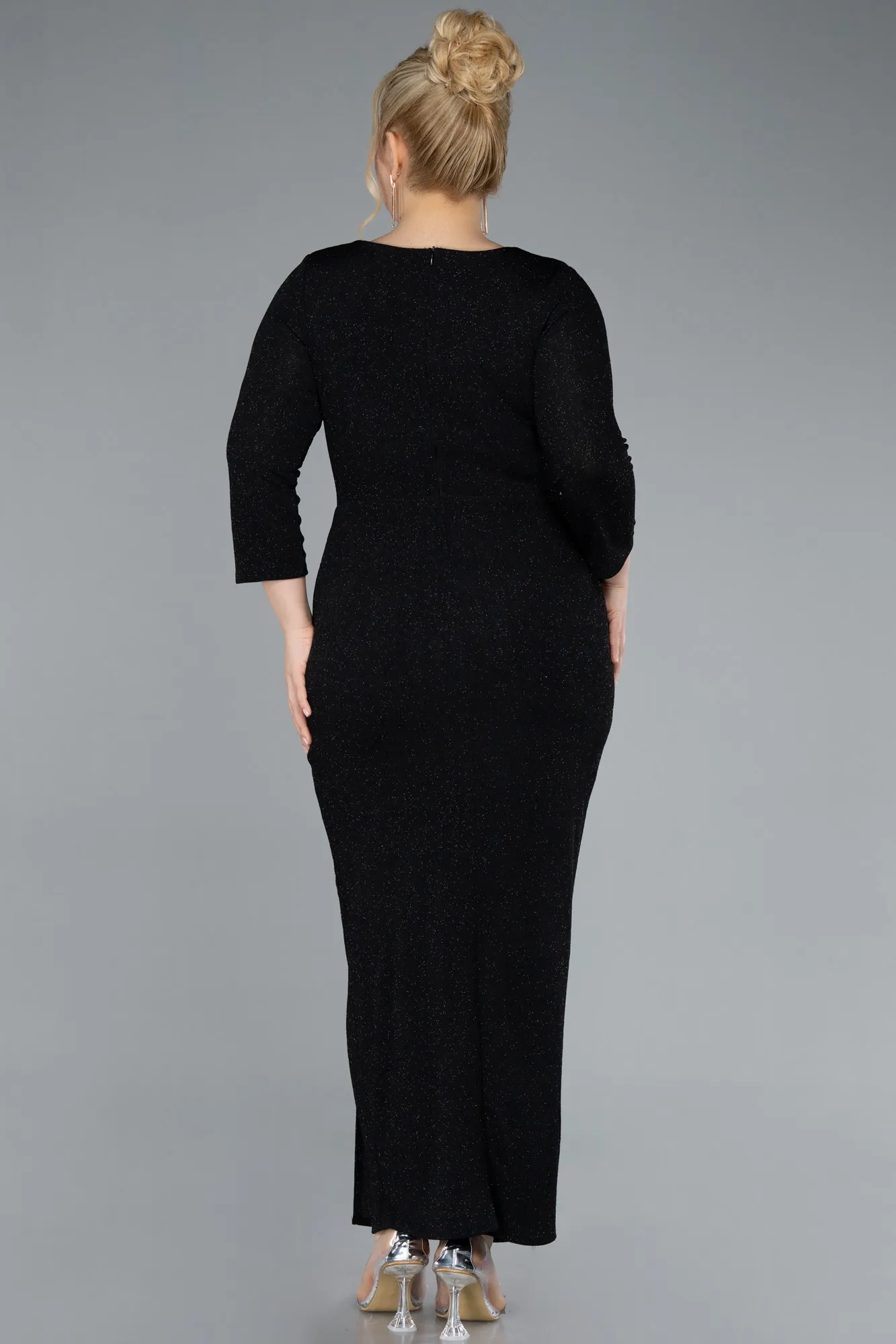 Black-Midi Plus Size Evening Dress ABK2246