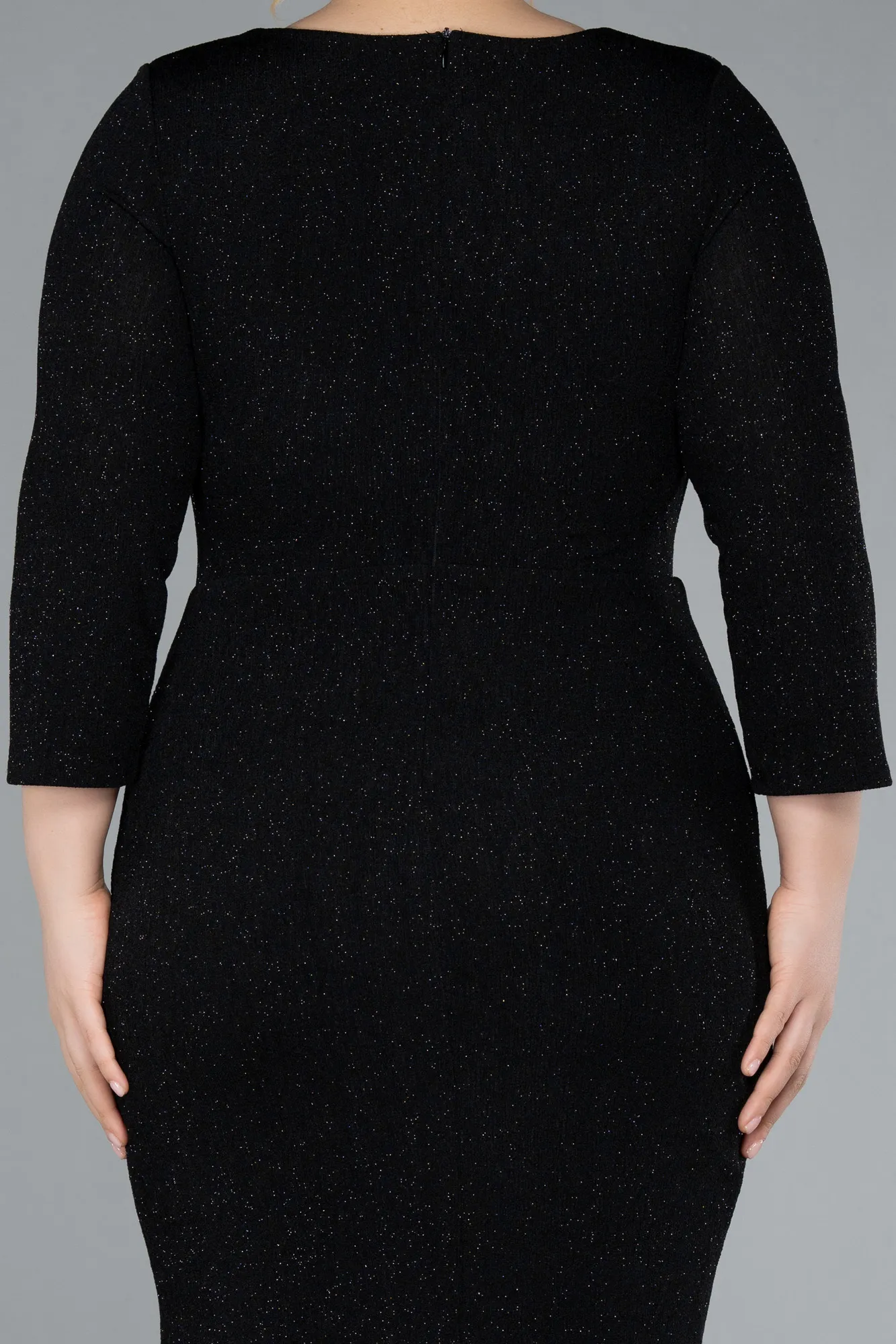 Black-Midi Plus Size Evening Dress ABK2246