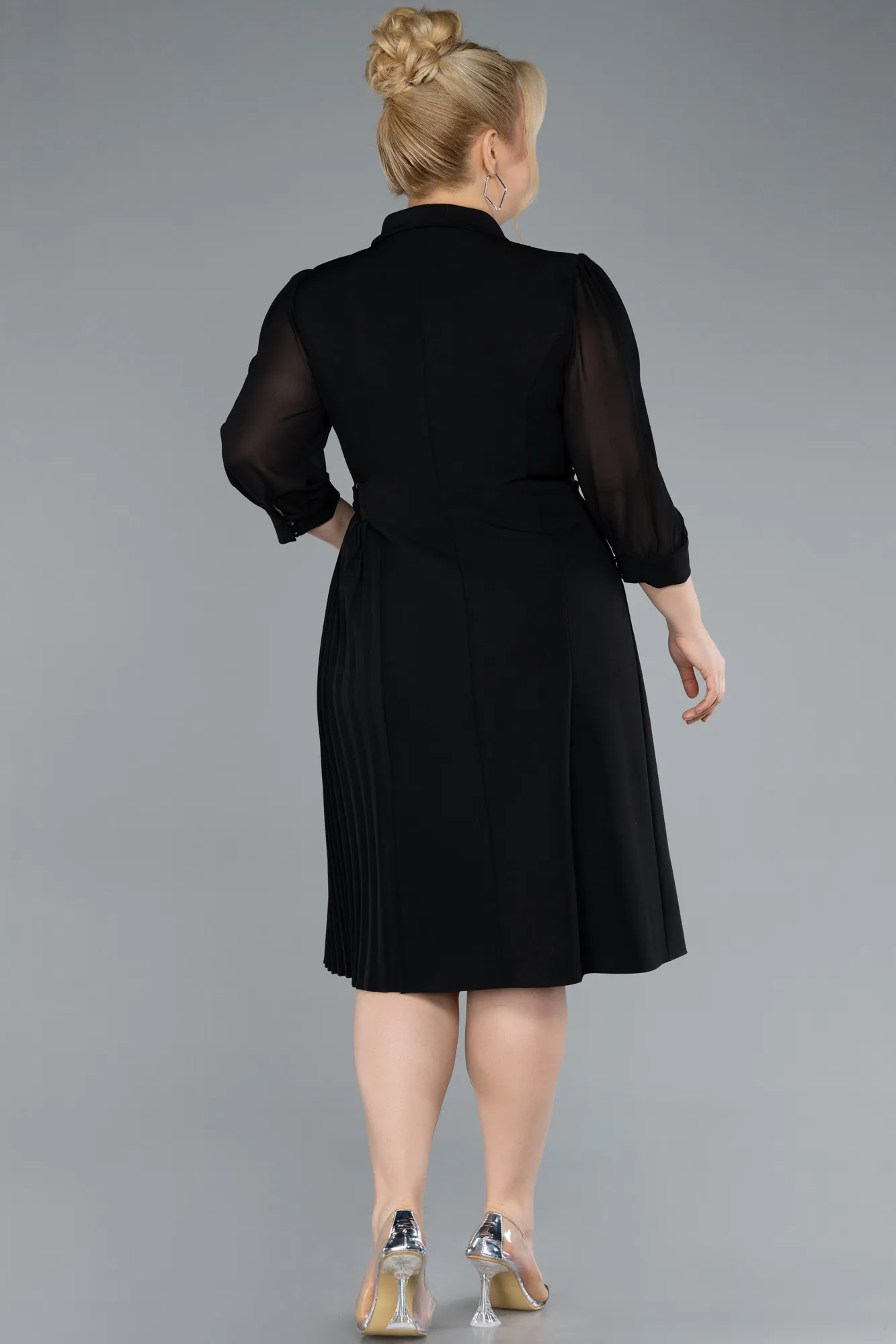 Black-Midi Plus Size Evening Dress ABK2283