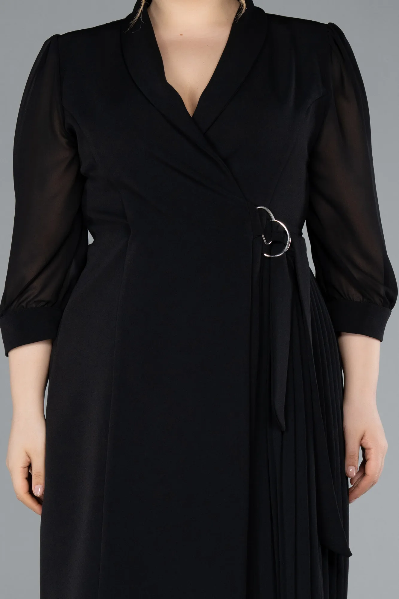 Black-Midi Plus Size Evening Dress ABK2283