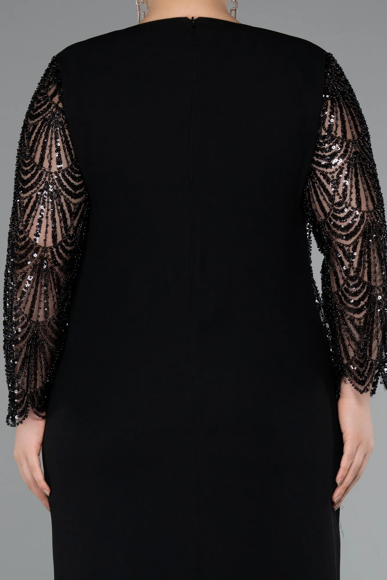 Black-Midi Plus Size Evening Dress ABK2418