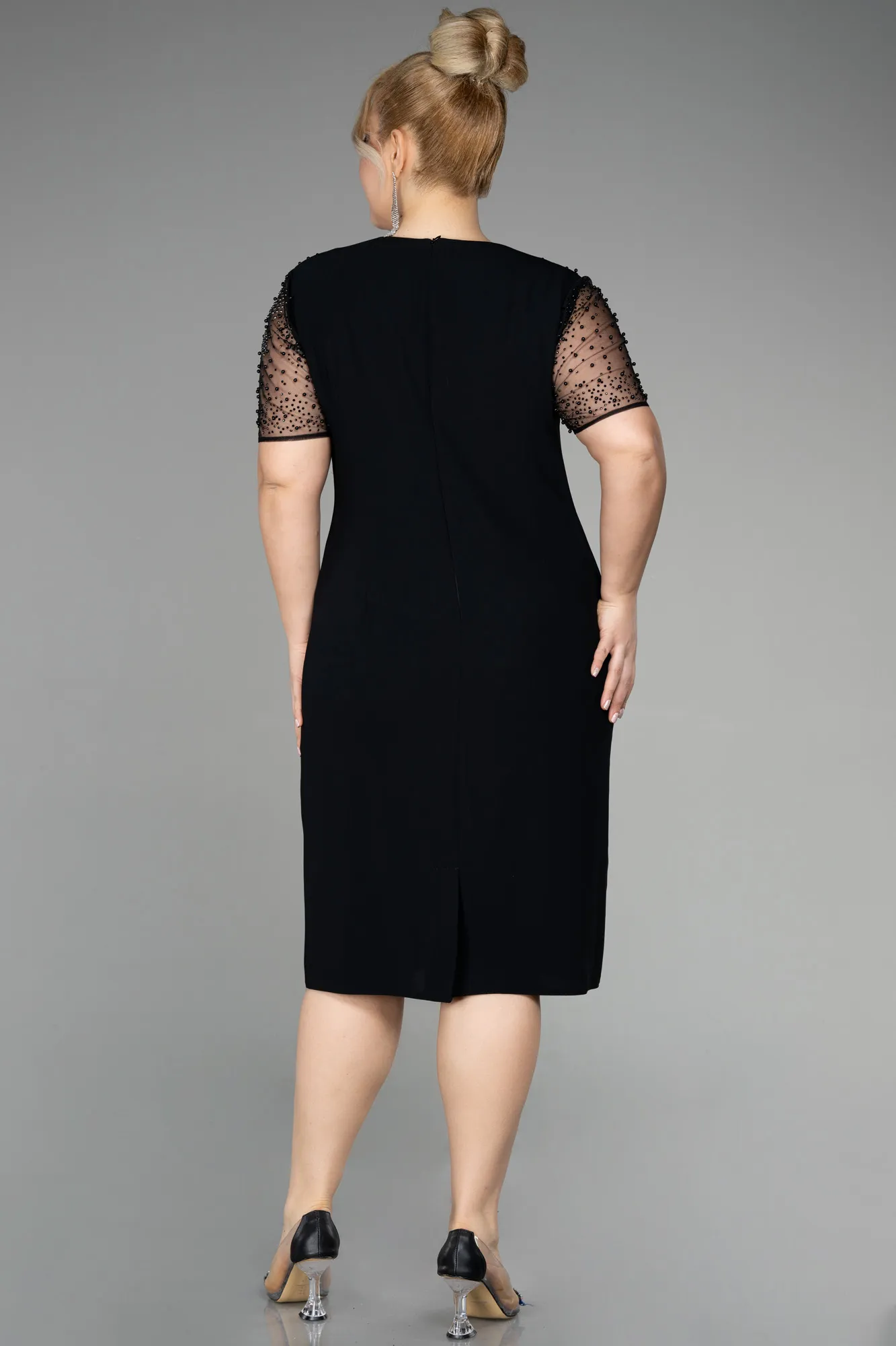 Black-Midi Plus Size Evening Gown ABK1928