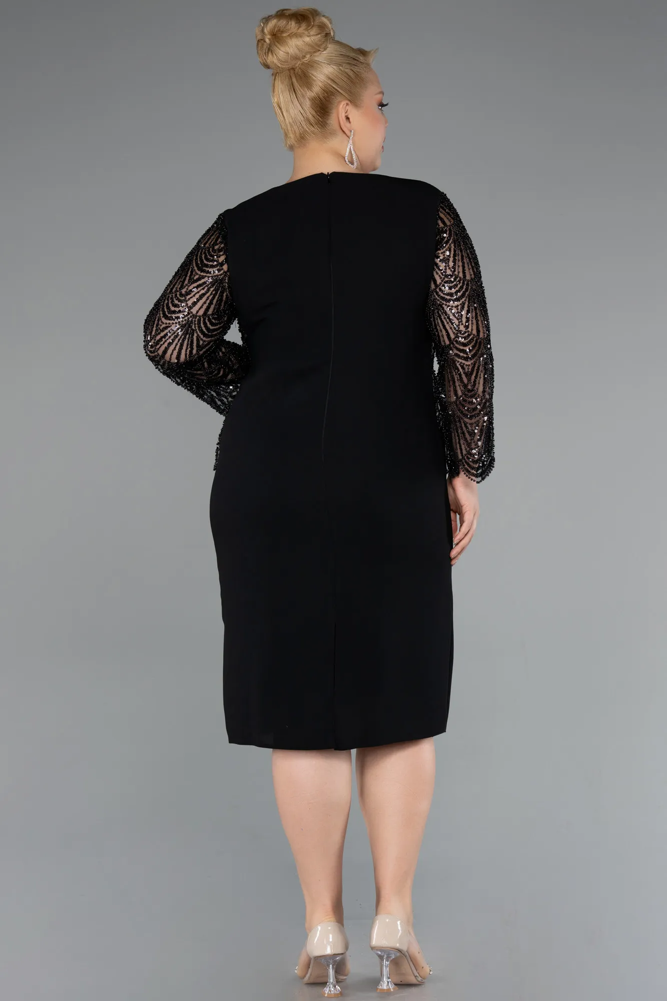 Black-Midi Plus Size Evening Gown ABK2417