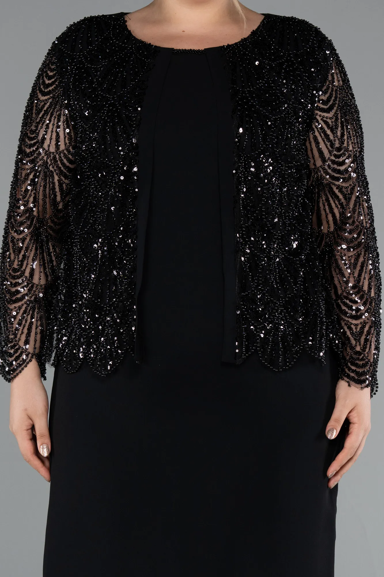 Black-Midi Plus Size Evening Gown ABK2417