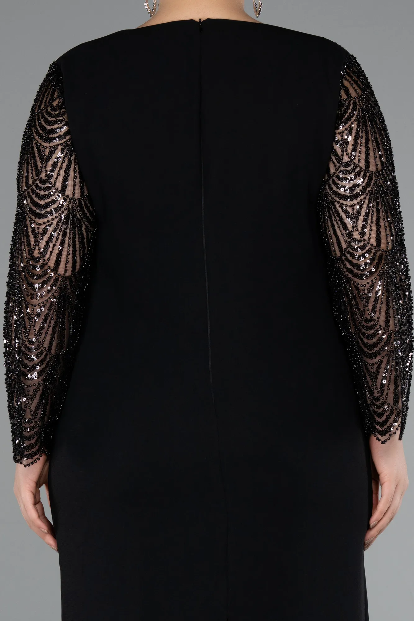 Black-Midi Plus Size Evening Gown ABK2417