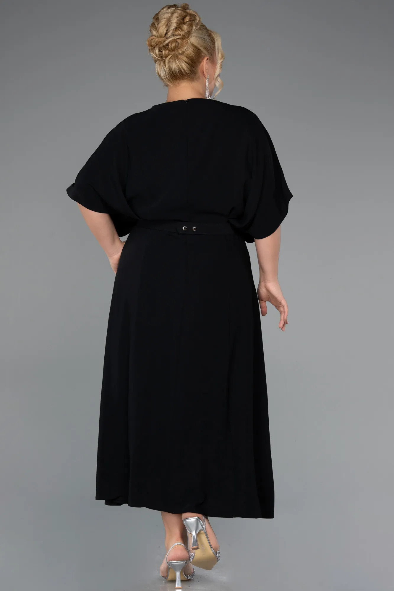 Black-Midi Plus Size Evening Gown ABK2447
