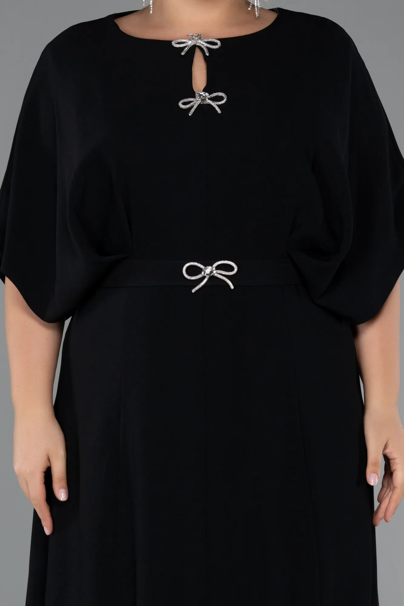 Black-Midi Plus Size Evening Gown ABK2447