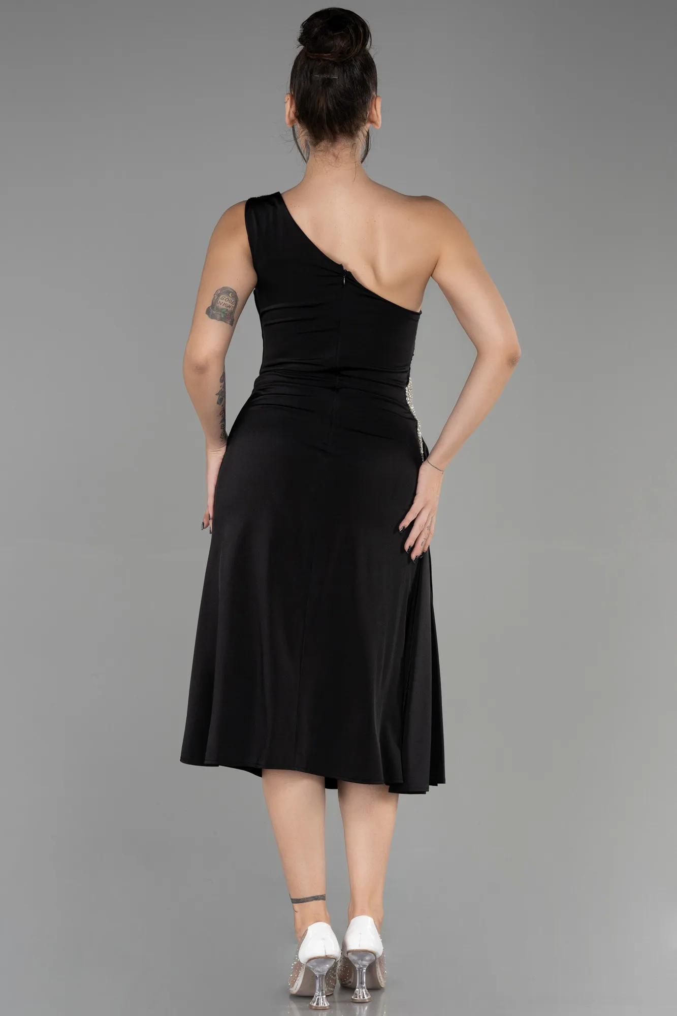 Black-Midi Plus Size Invitation Dress ABK1868