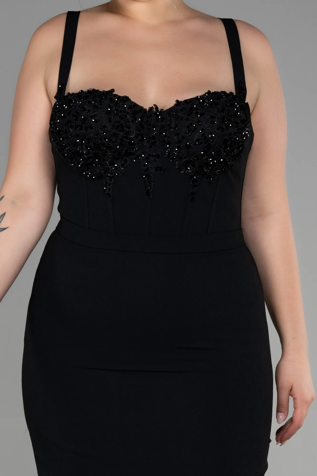 Black-Midi Plus Size Invitation Dress ABK1882