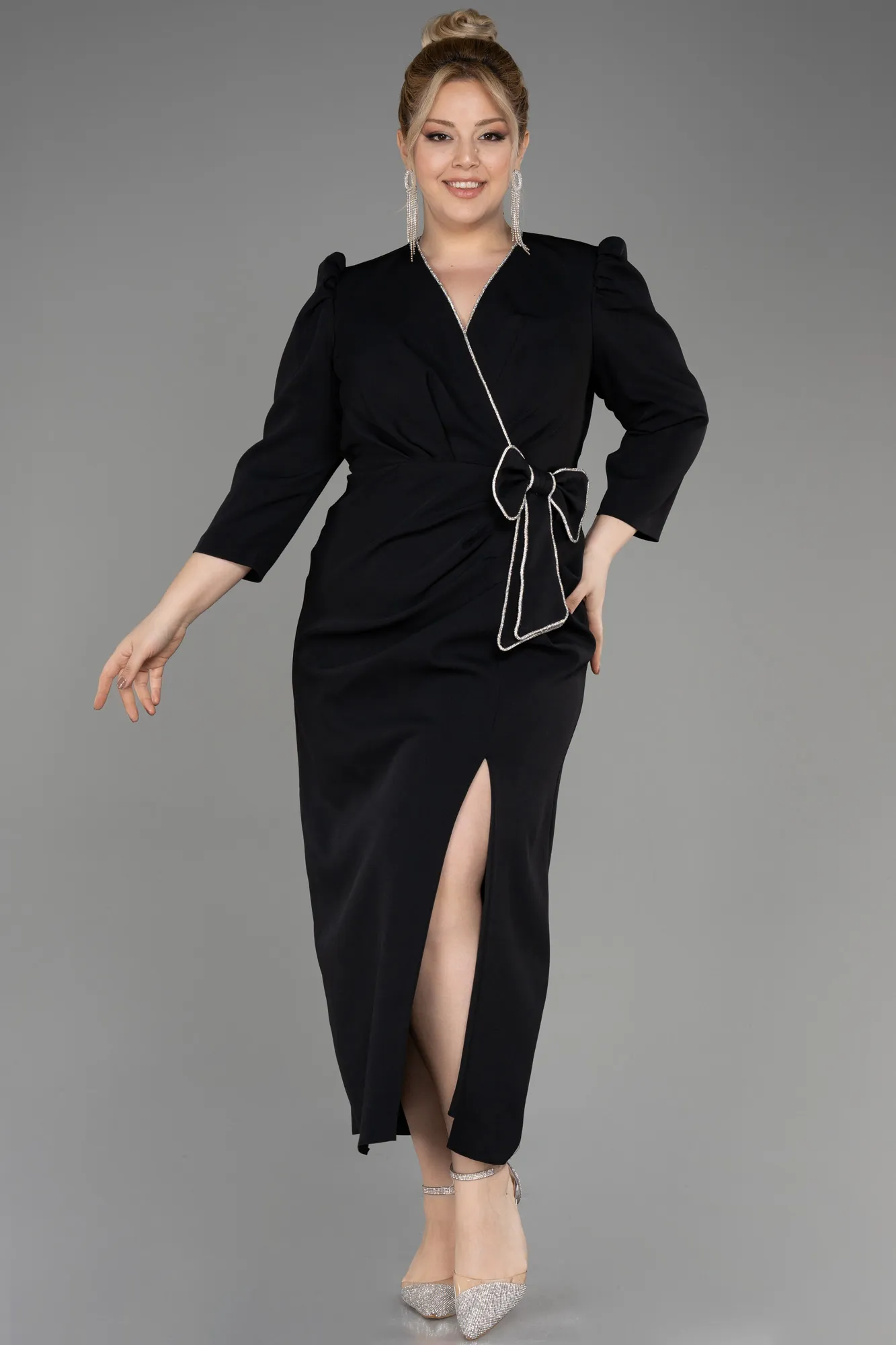 Black-Midi Plus Size Party Dress ABK1993