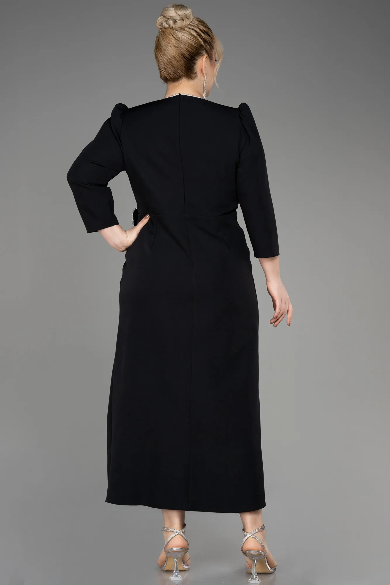 Black-Midi Plus Size Party Dress ABK1993