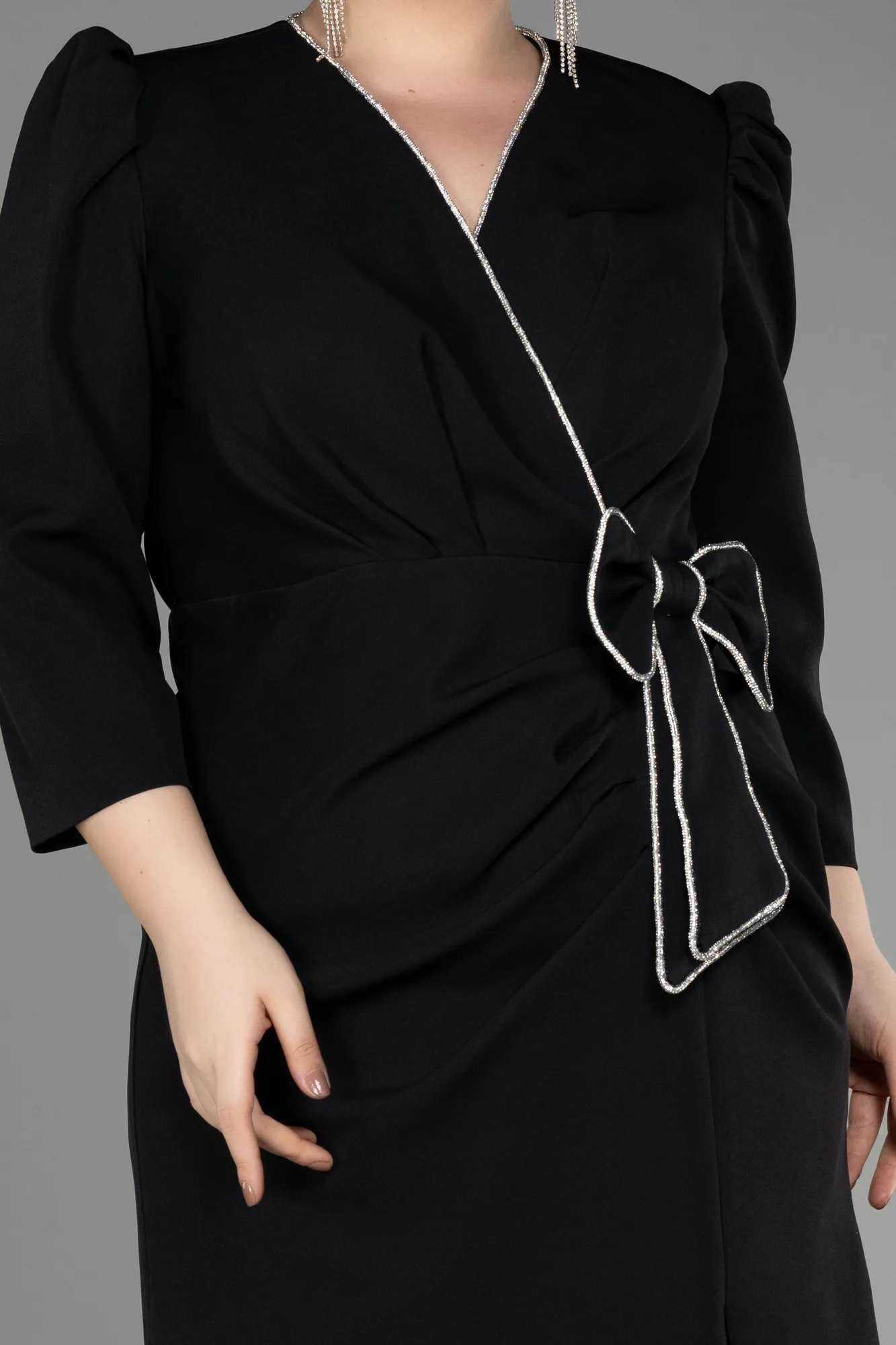 Black-Midi Plus Size Party Dress ABK1993