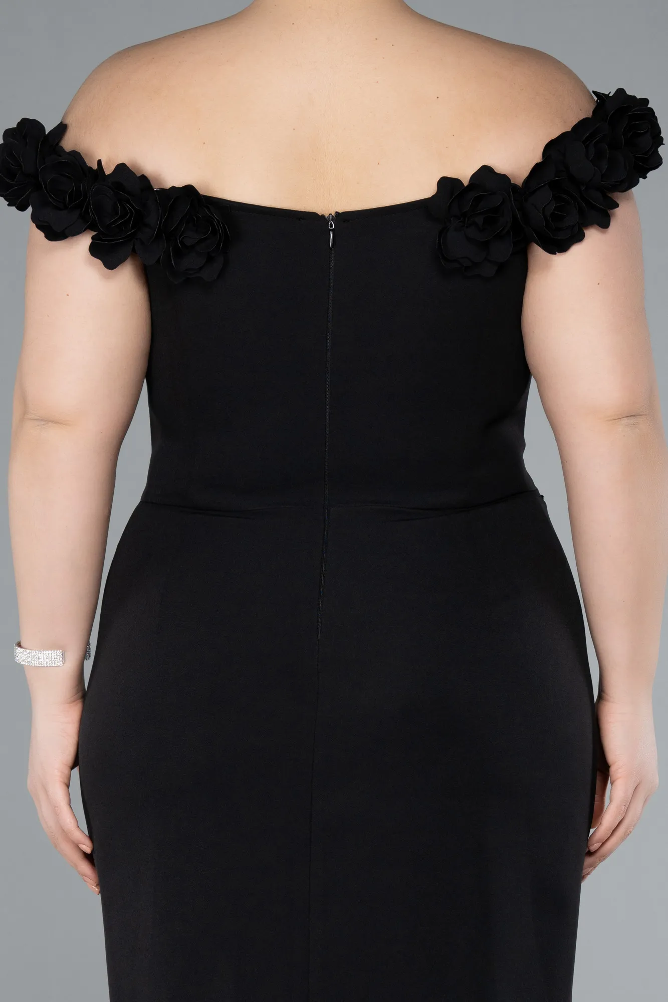 Black-Midi Plus Size Party Dress ABK2318