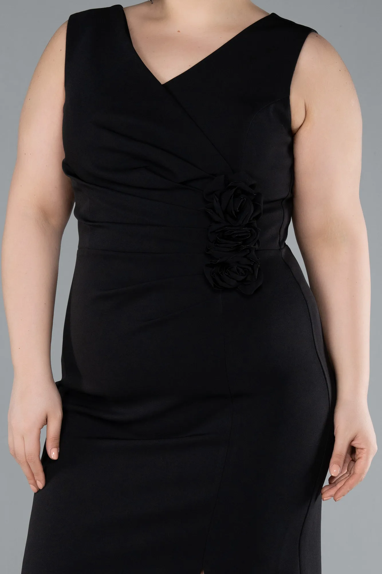 Black-Midi Plus Size Party Dress ABK2320
