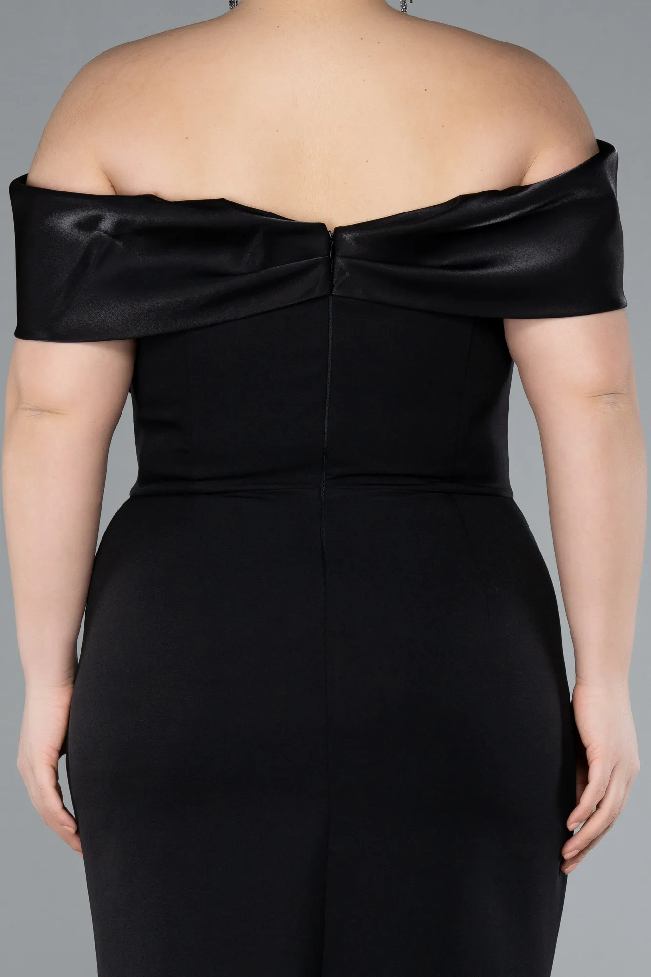 Black-Midi Plus Size Party Dress ABK2321