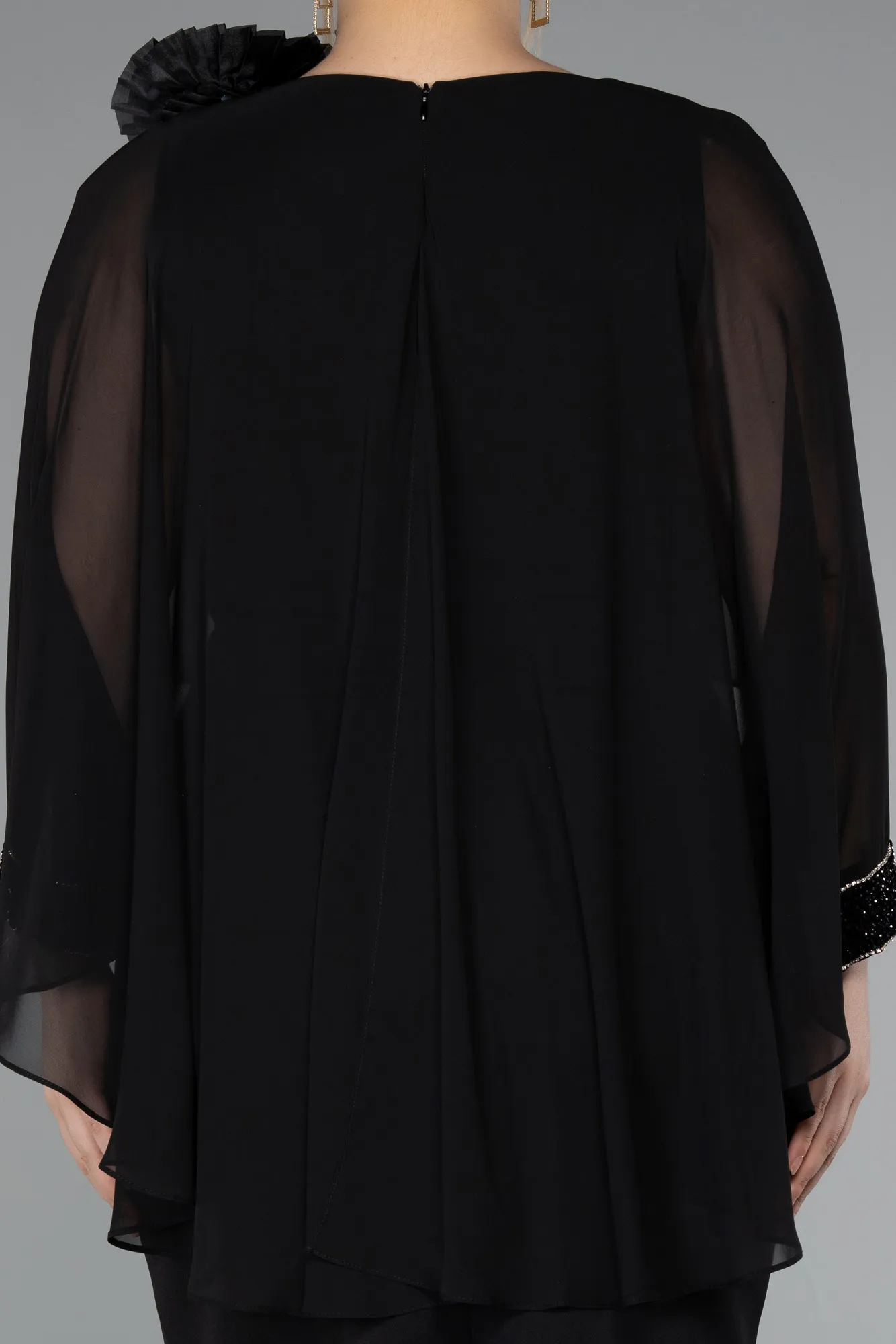 Black-Midi Plus Size Party Dress ABK2383