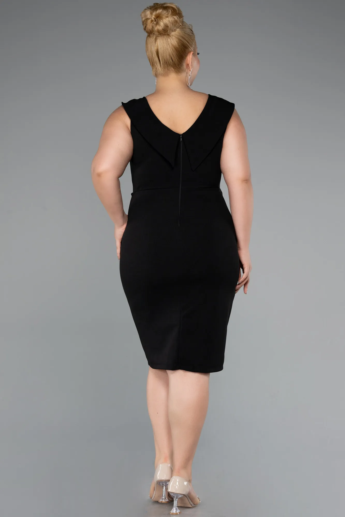 Black-Midi Plus Size Party Dress ABK2422