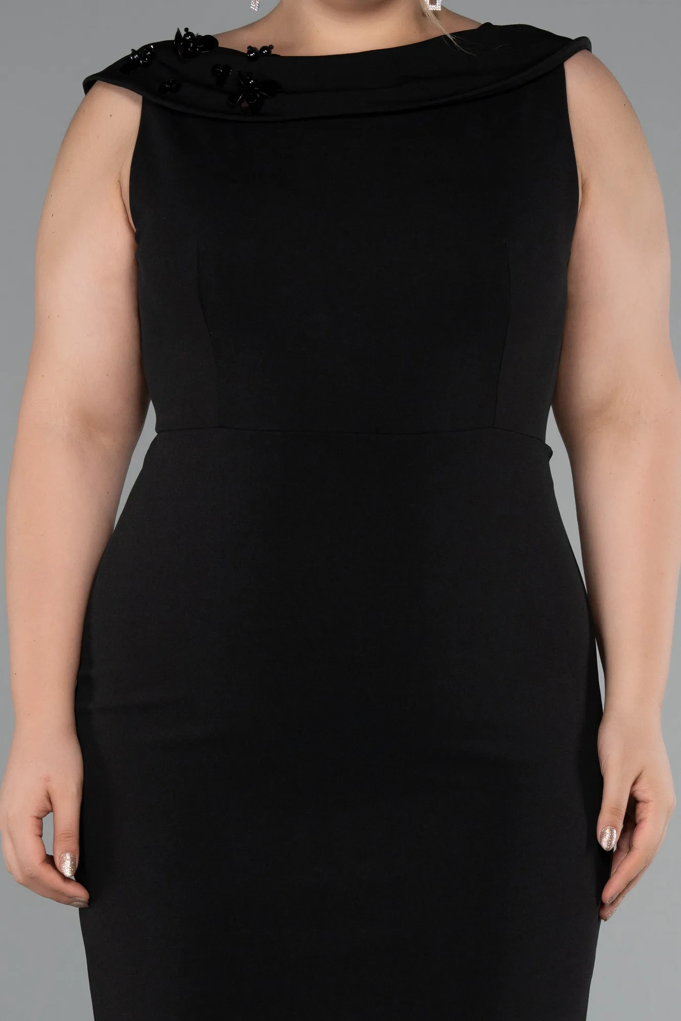 Black-Midi Plus Size Party Dress ABK2422