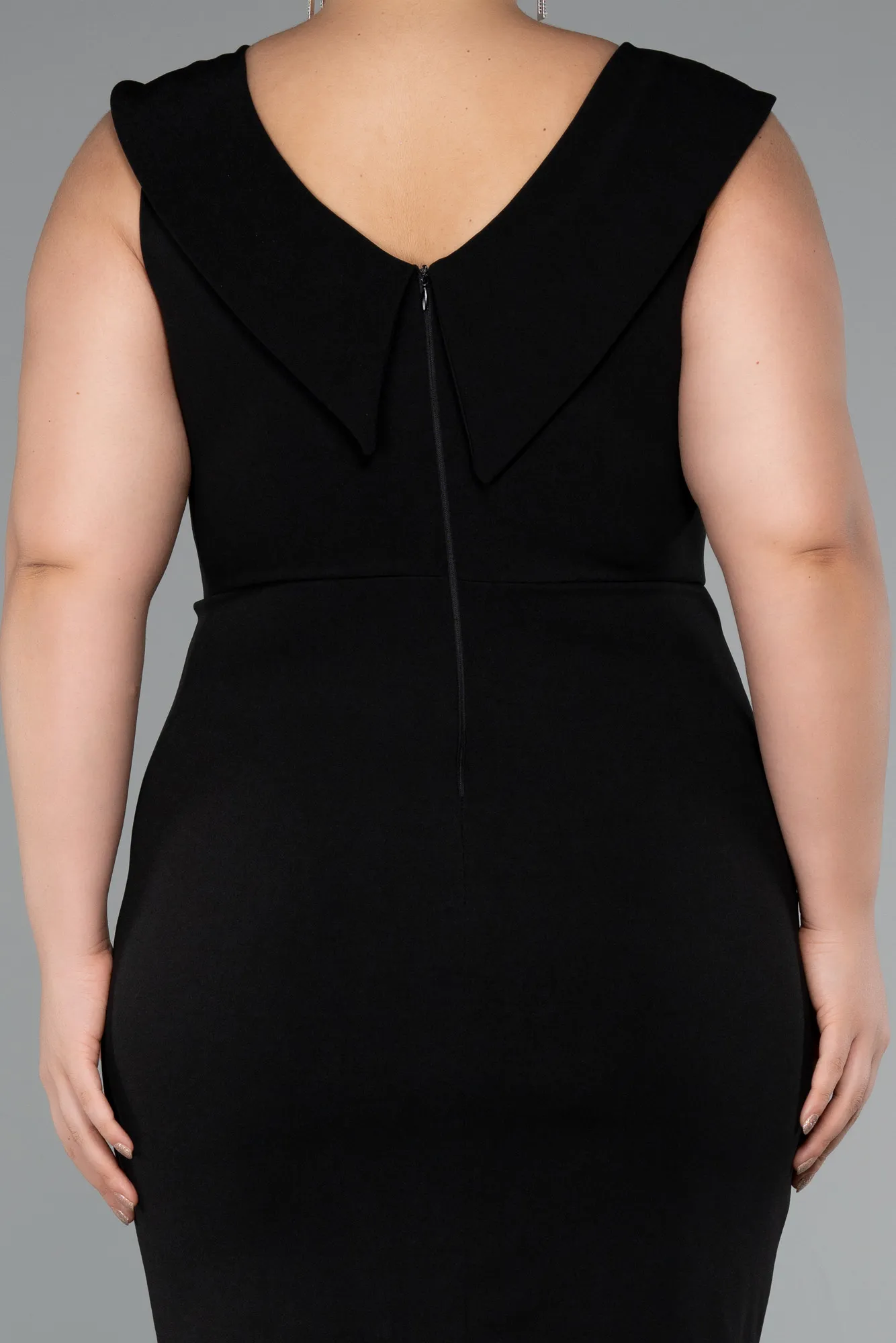 Black-Midi Plus Size Party Dress ABK2422