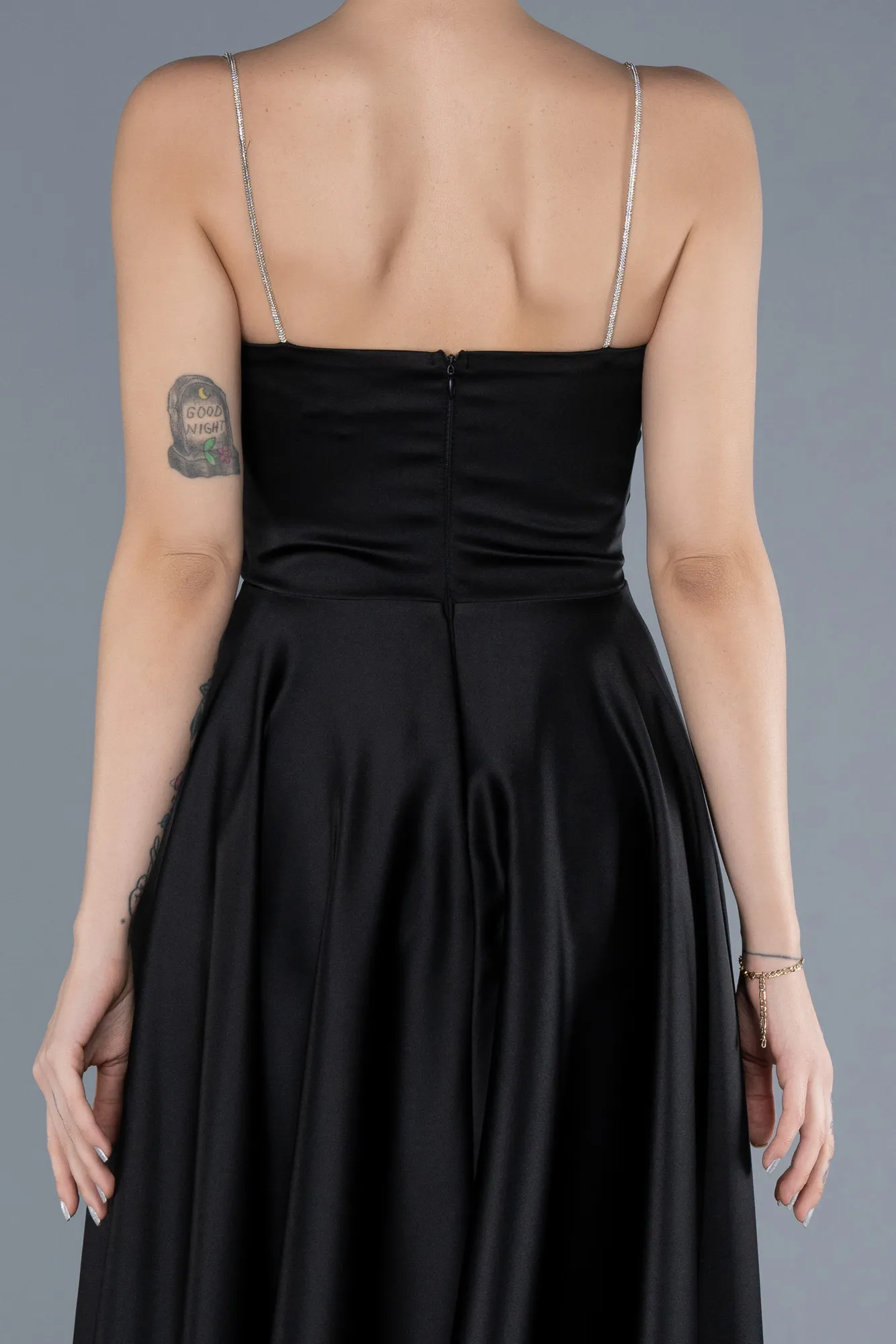 Black-Midi Satin Cocktail Dress ABK2240