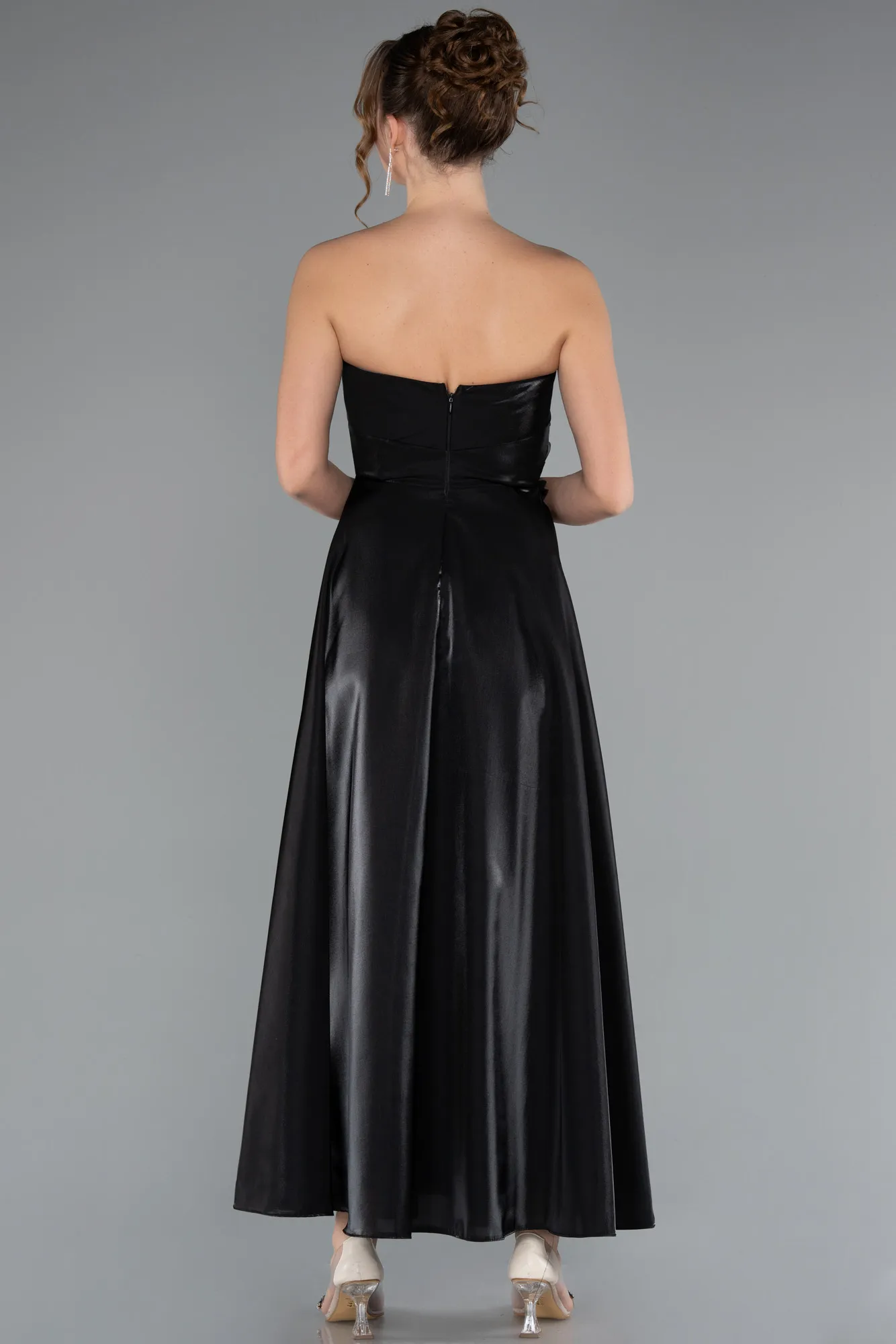 Black-Midi Satin Cocktail Dress ABK2363