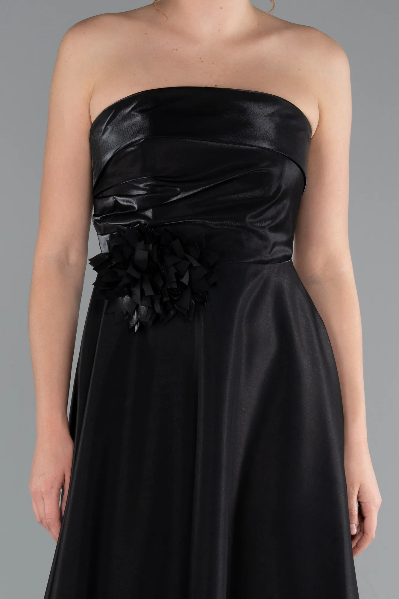 Black-Midi Satin Cocktail Dress ABK2363
