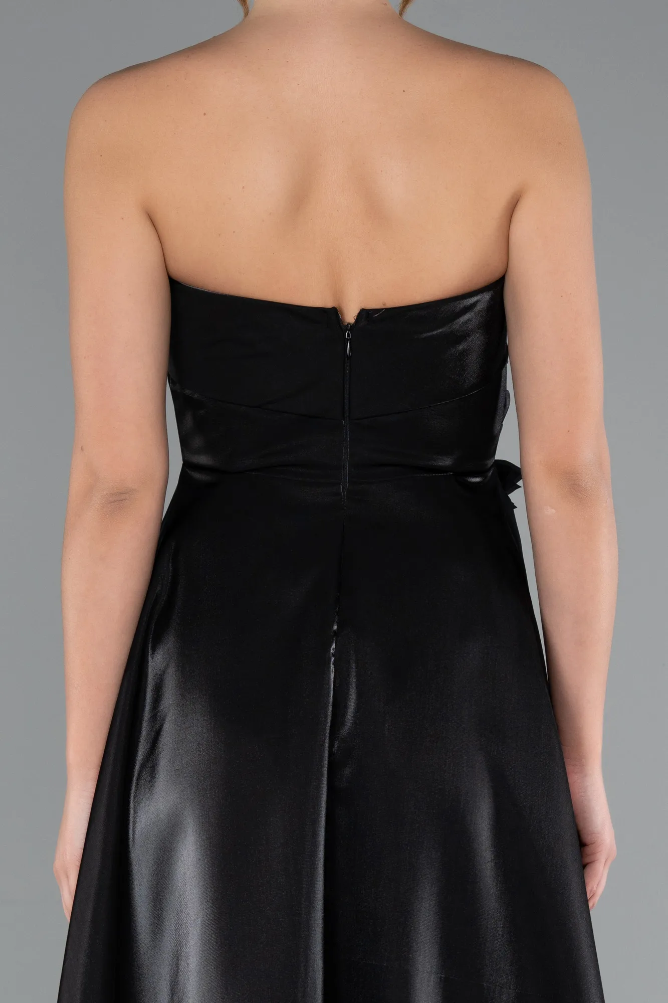 Black-Midi Satin Cocktail Dress ABK2363