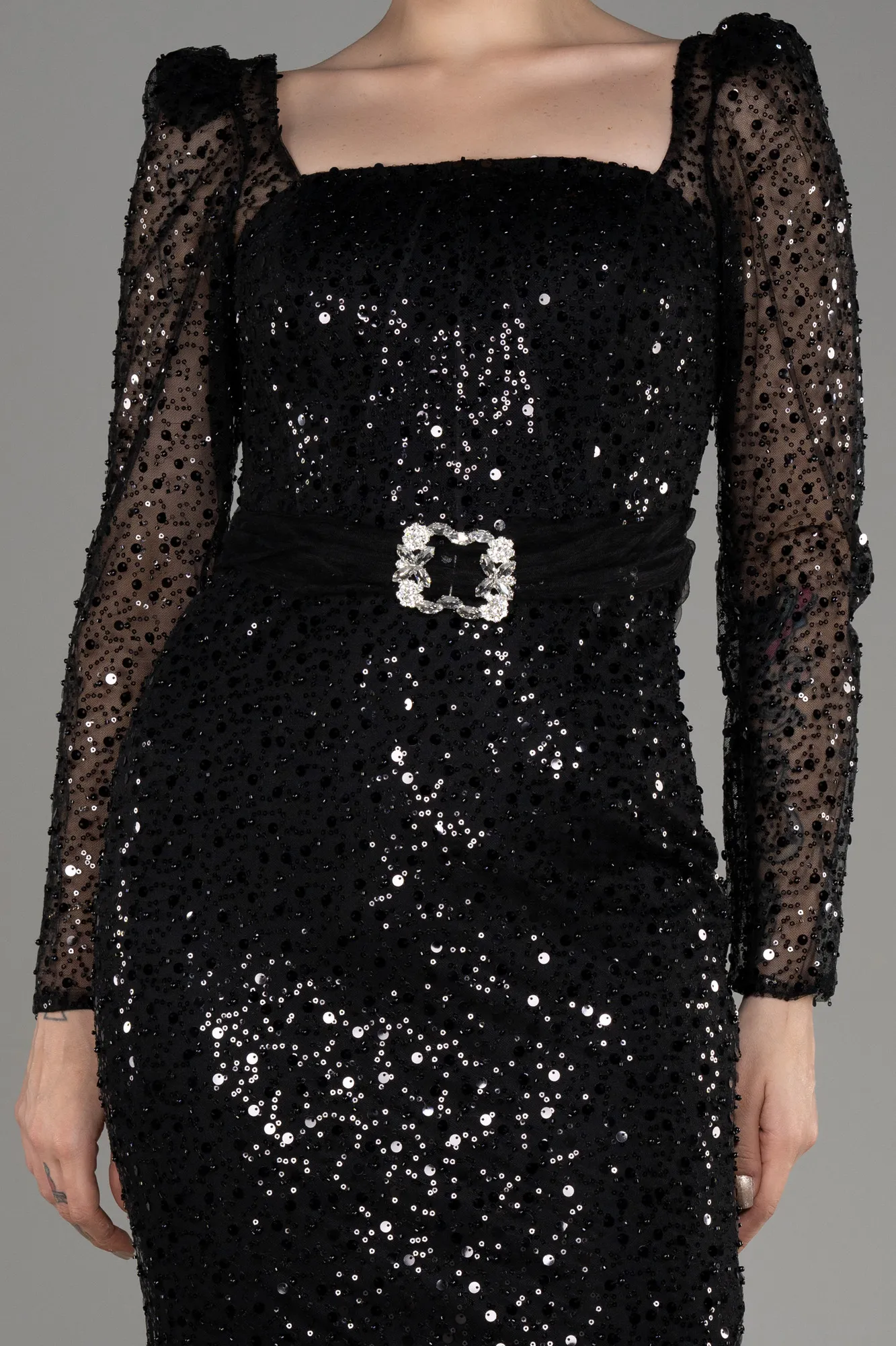 Black-Midi Scaly Cocktail Dress ABK1979