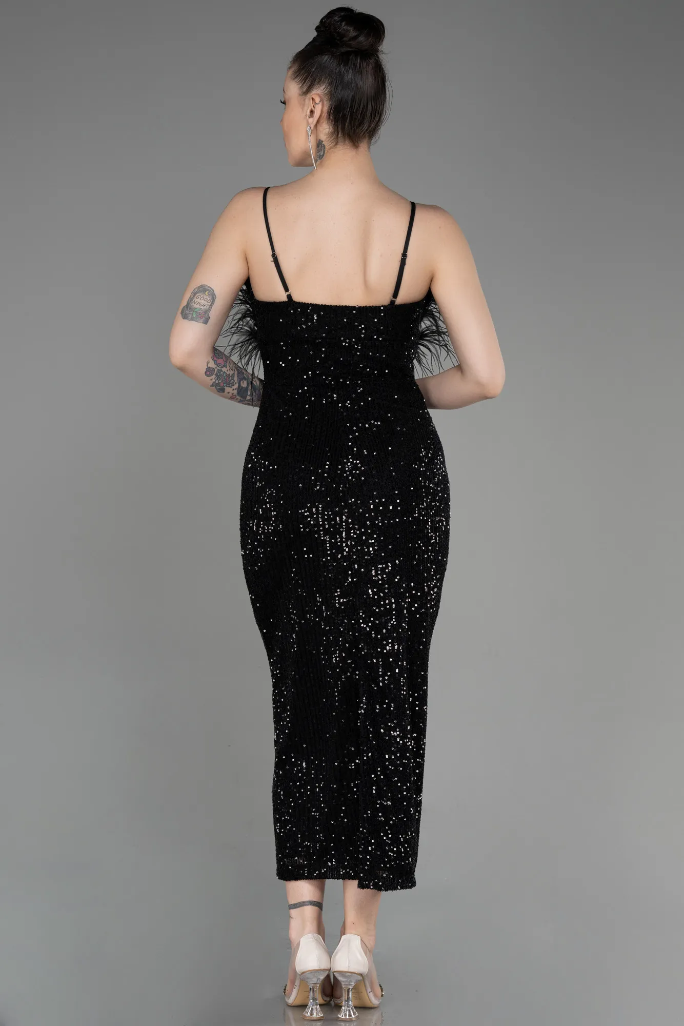 Black-Midi Scaly Cocktail Dress ABU3812