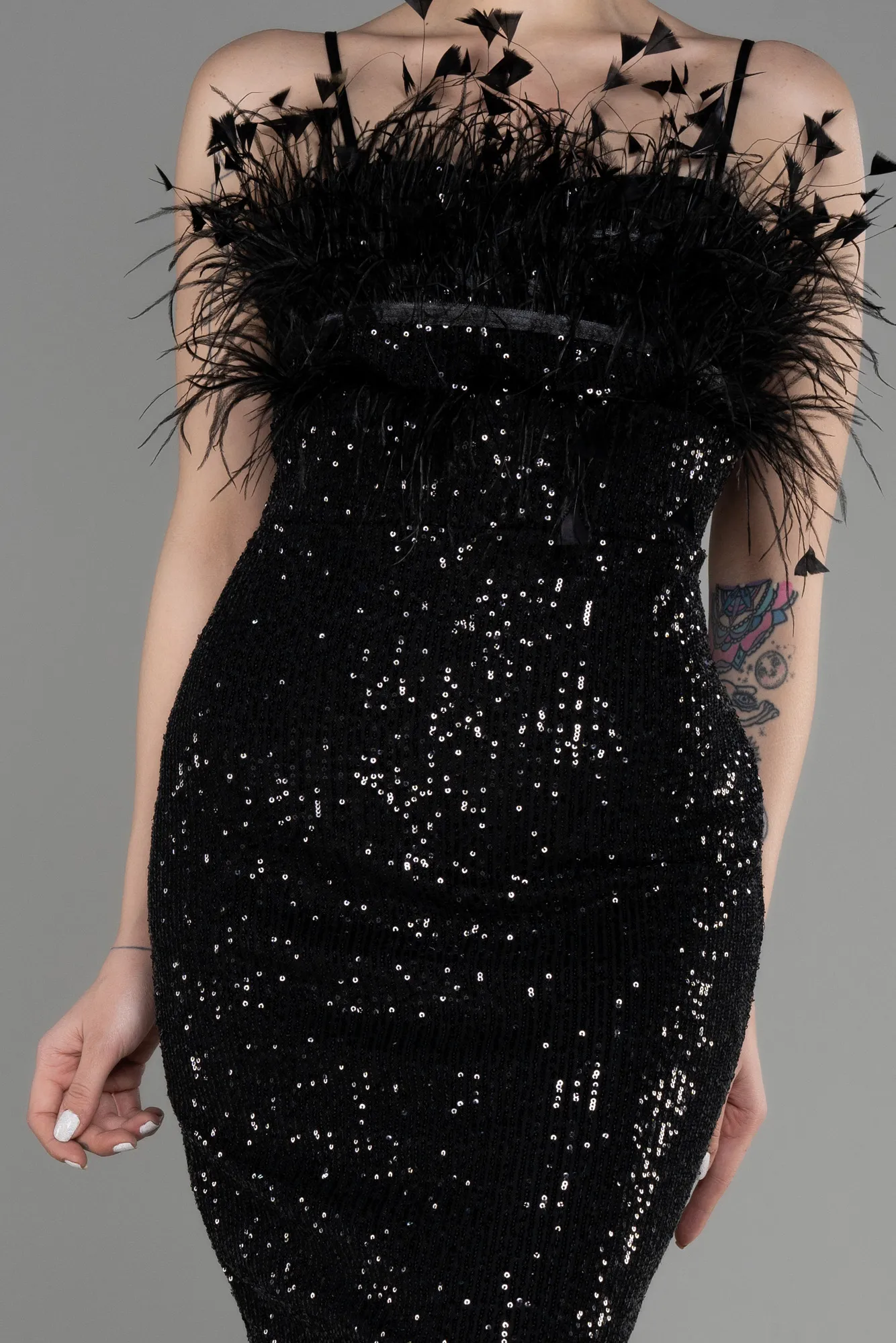Black-Midi Scaly Cocktail Dress ABU3812