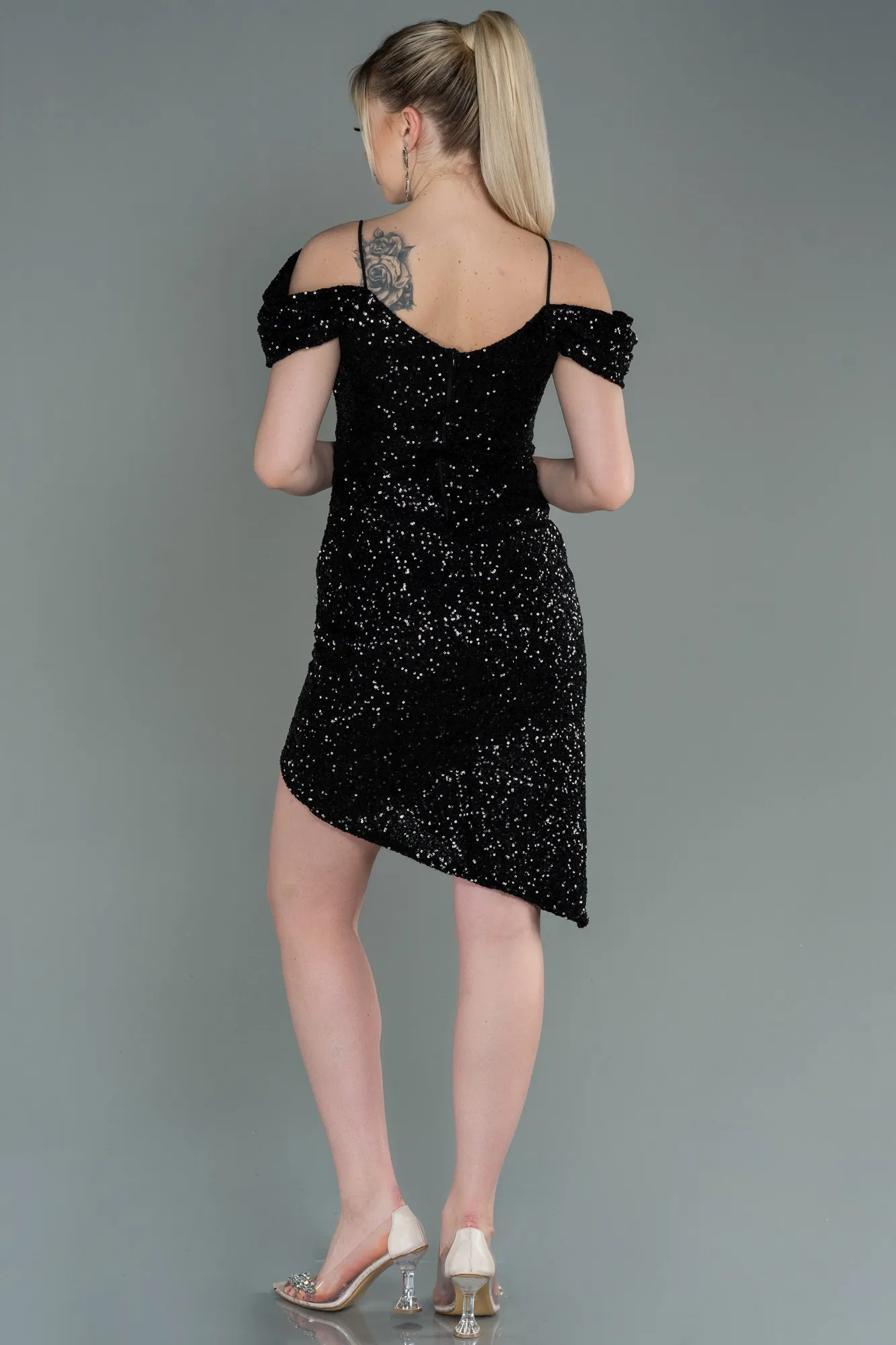 Black-Midi Scaly Invitation Dress ABK1748